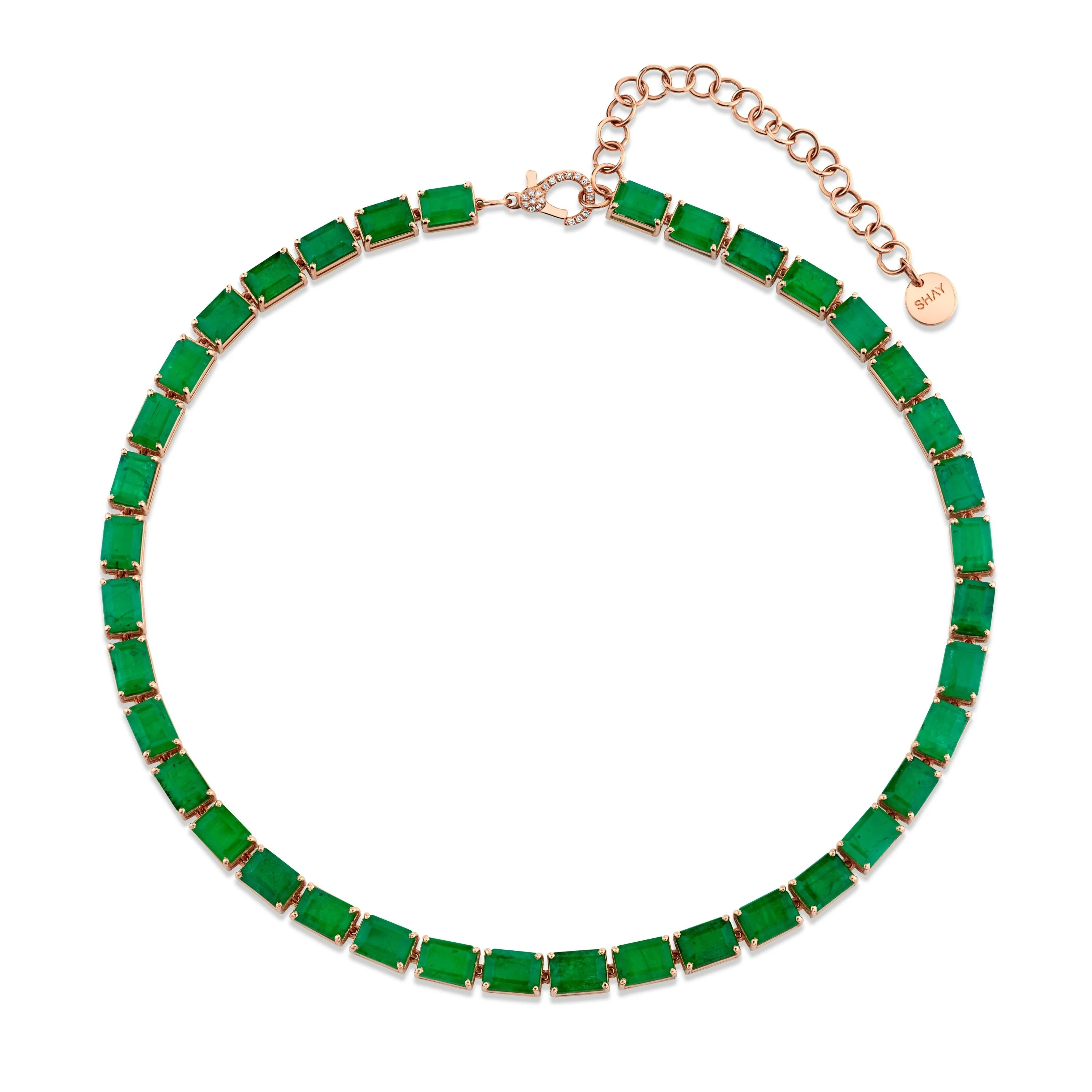 EMERALD EAST WEST TENNIS NECKLACE - Image 4