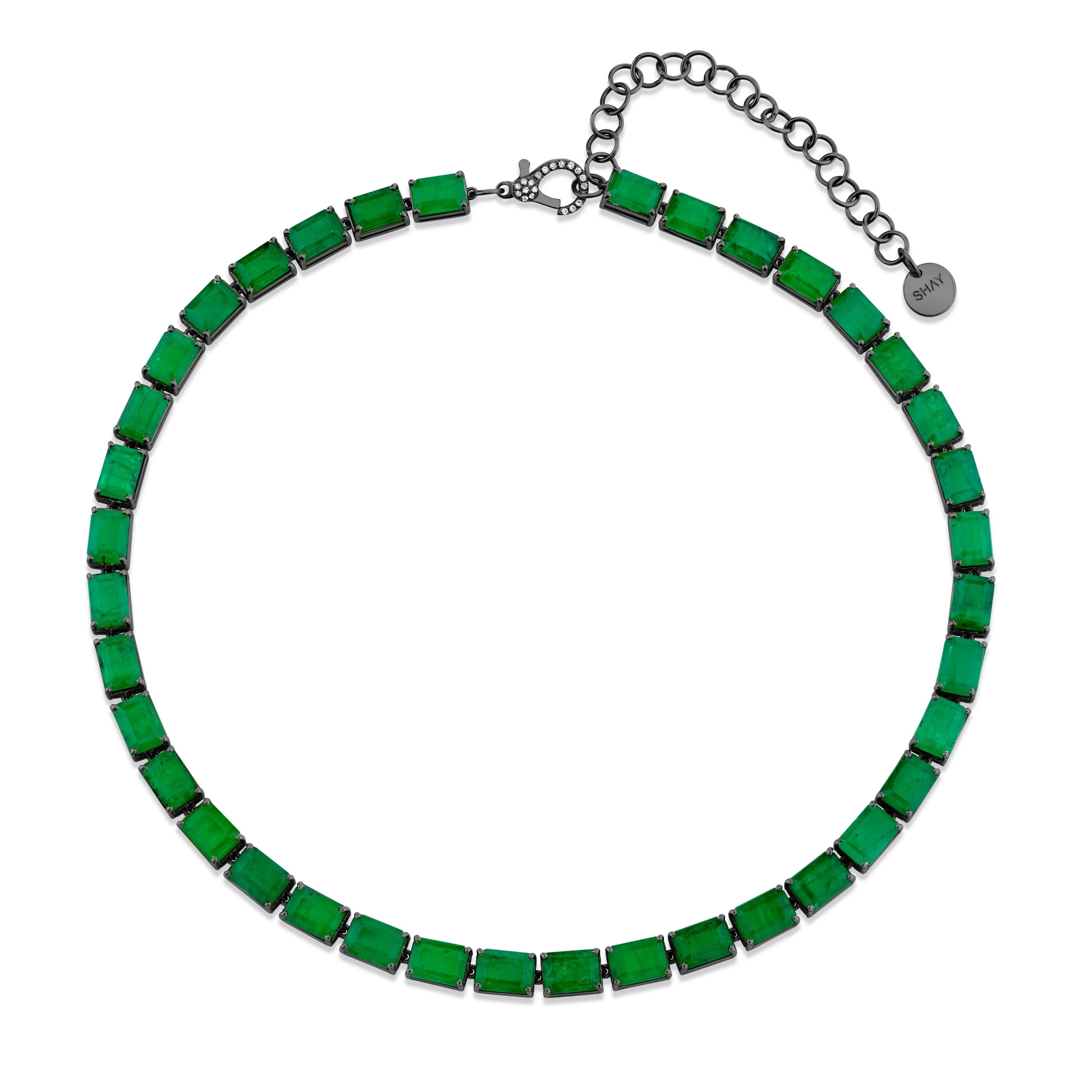 EMERALD EAST WEST TENNIS NECKLACE - Image 5