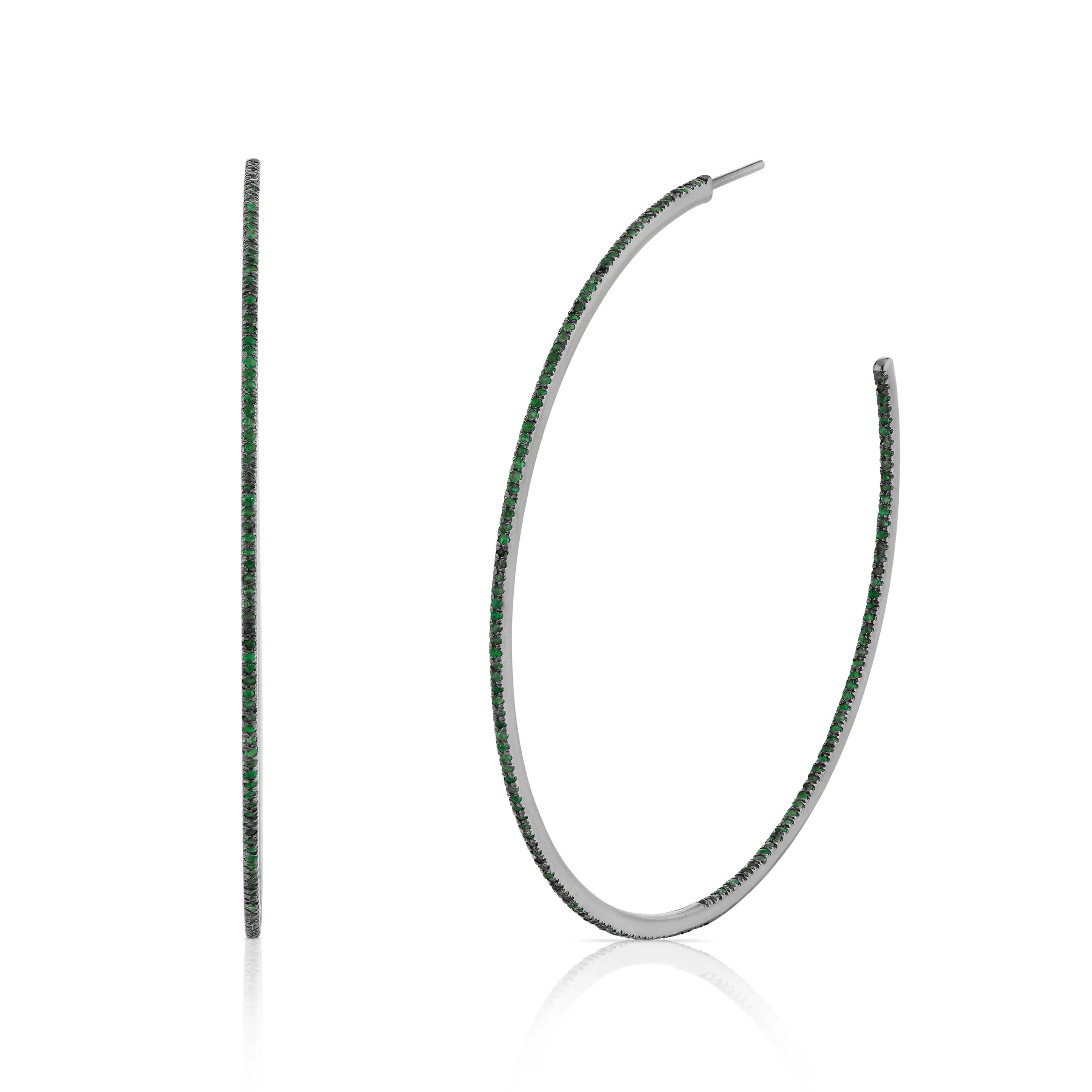 EMERALD PAVE XL HOOPS - Image 5