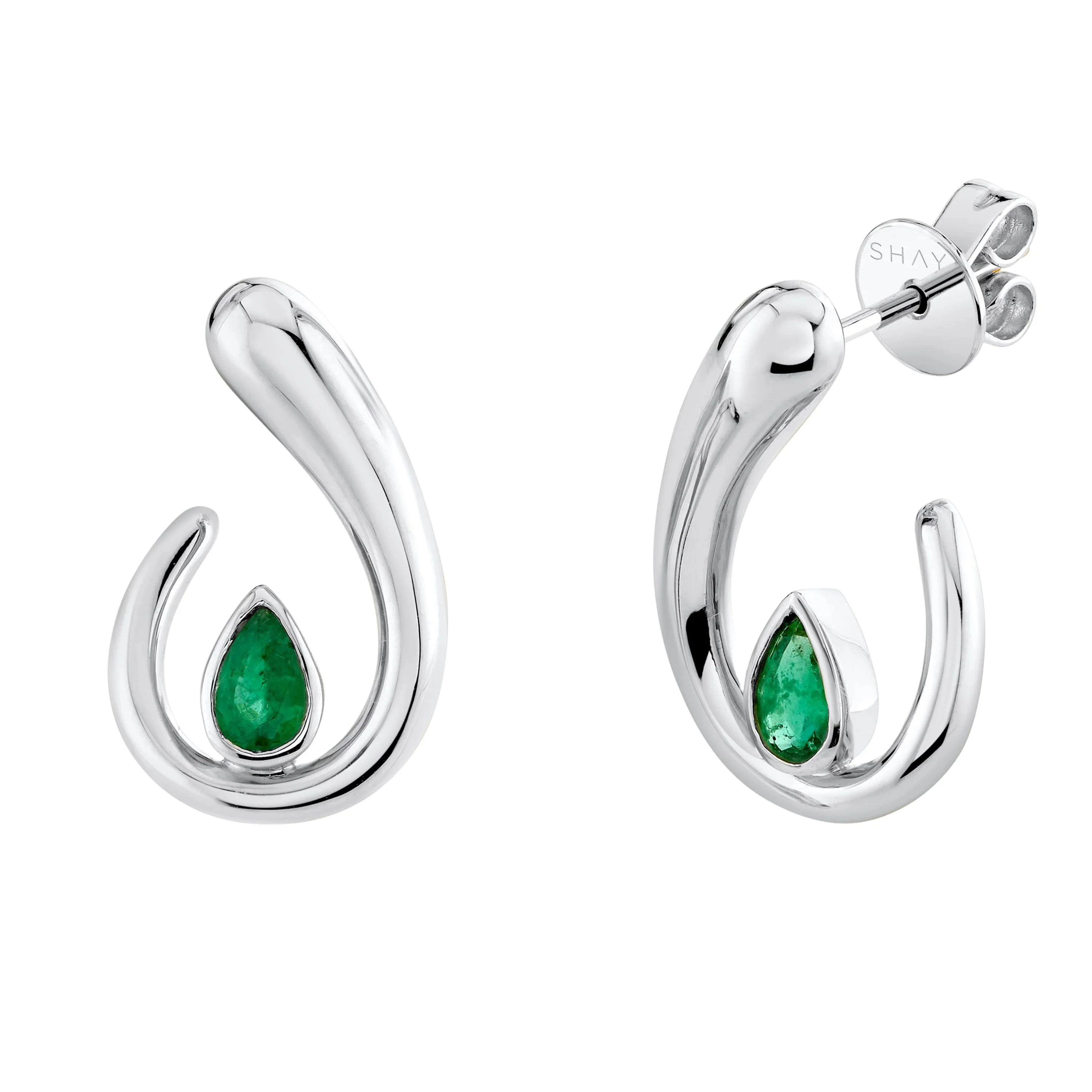 EMERALD PEAR LOOP EARRINGS - Image 3