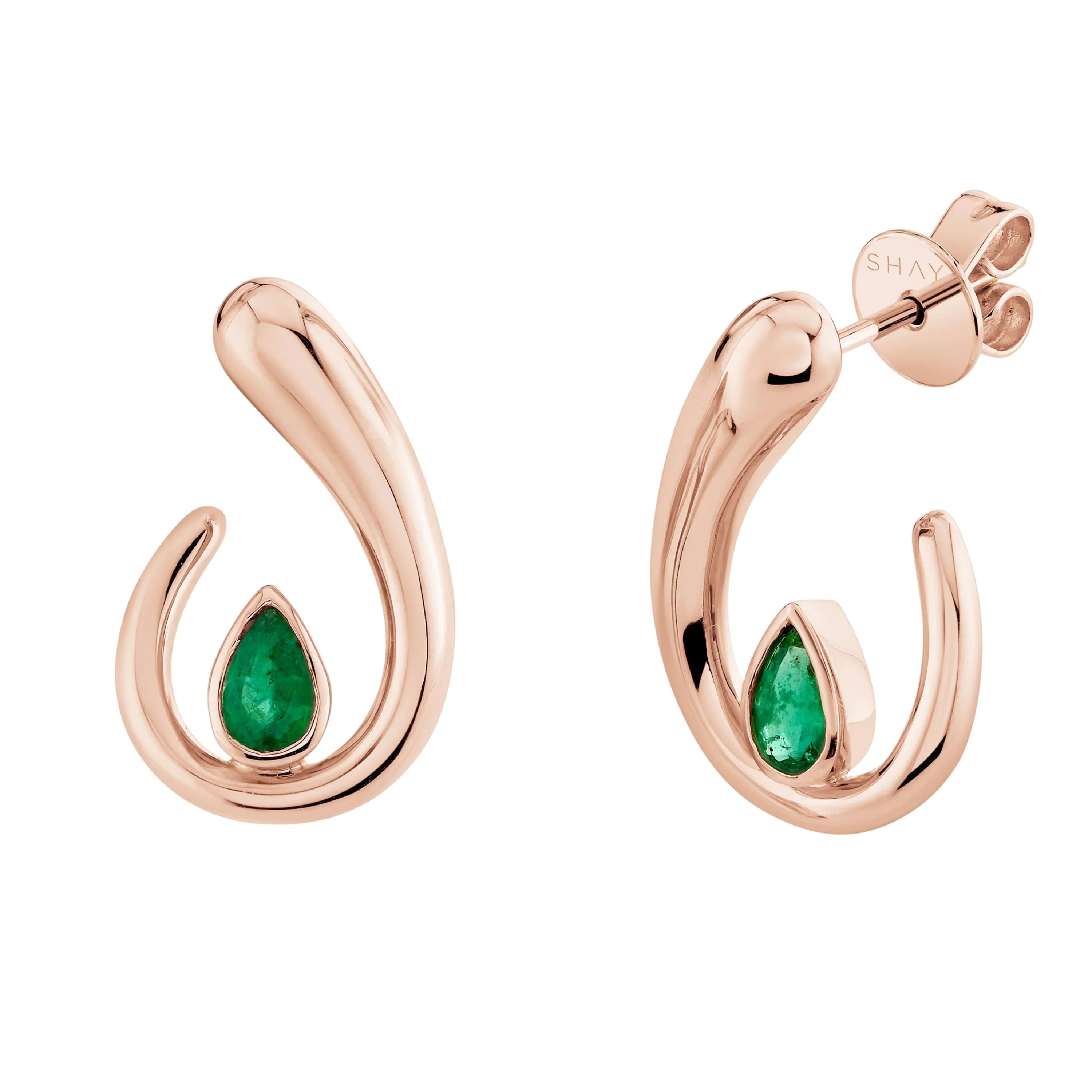EMERALD PEAR LOOP EARRINGS - Image 4