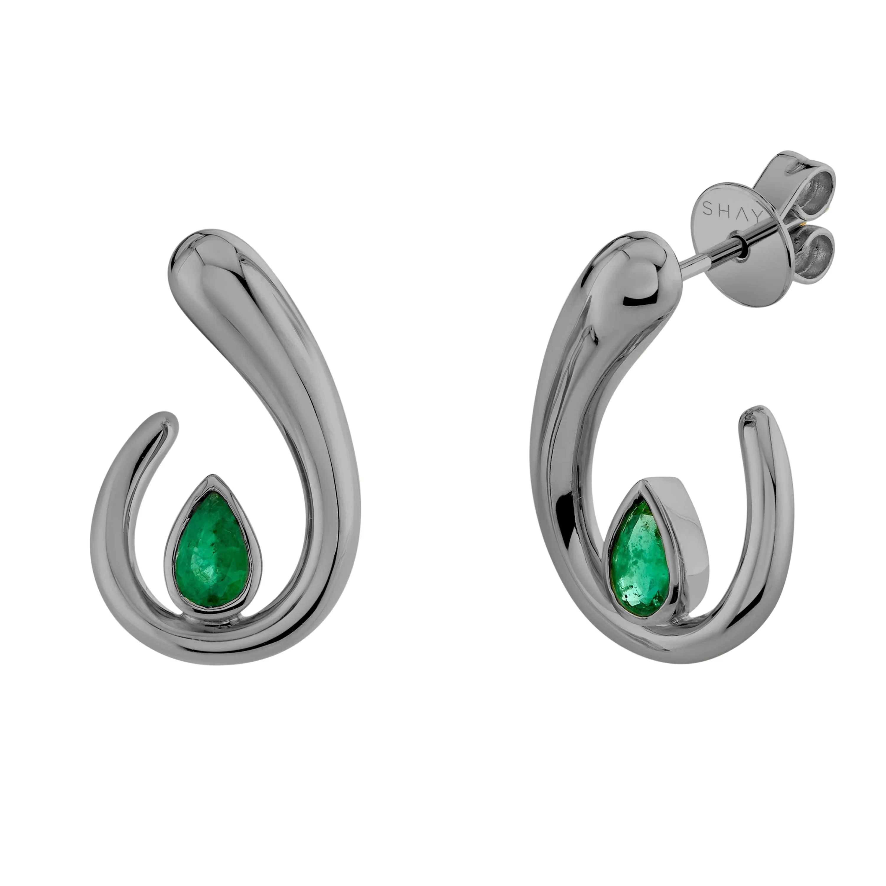 EMERALD PEAR LOOP EARRINGS - Image 5
