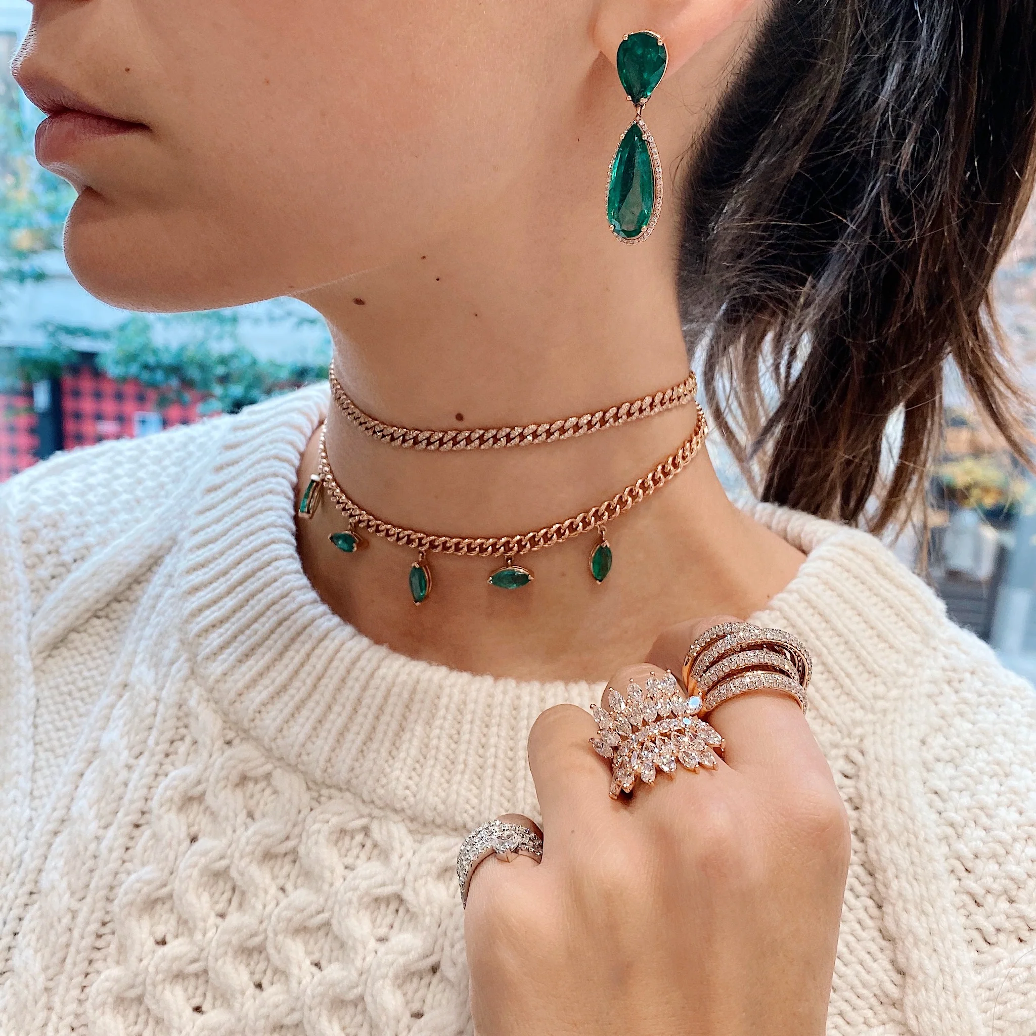 EMERALD TEARDROP EARRINGS - Image 3