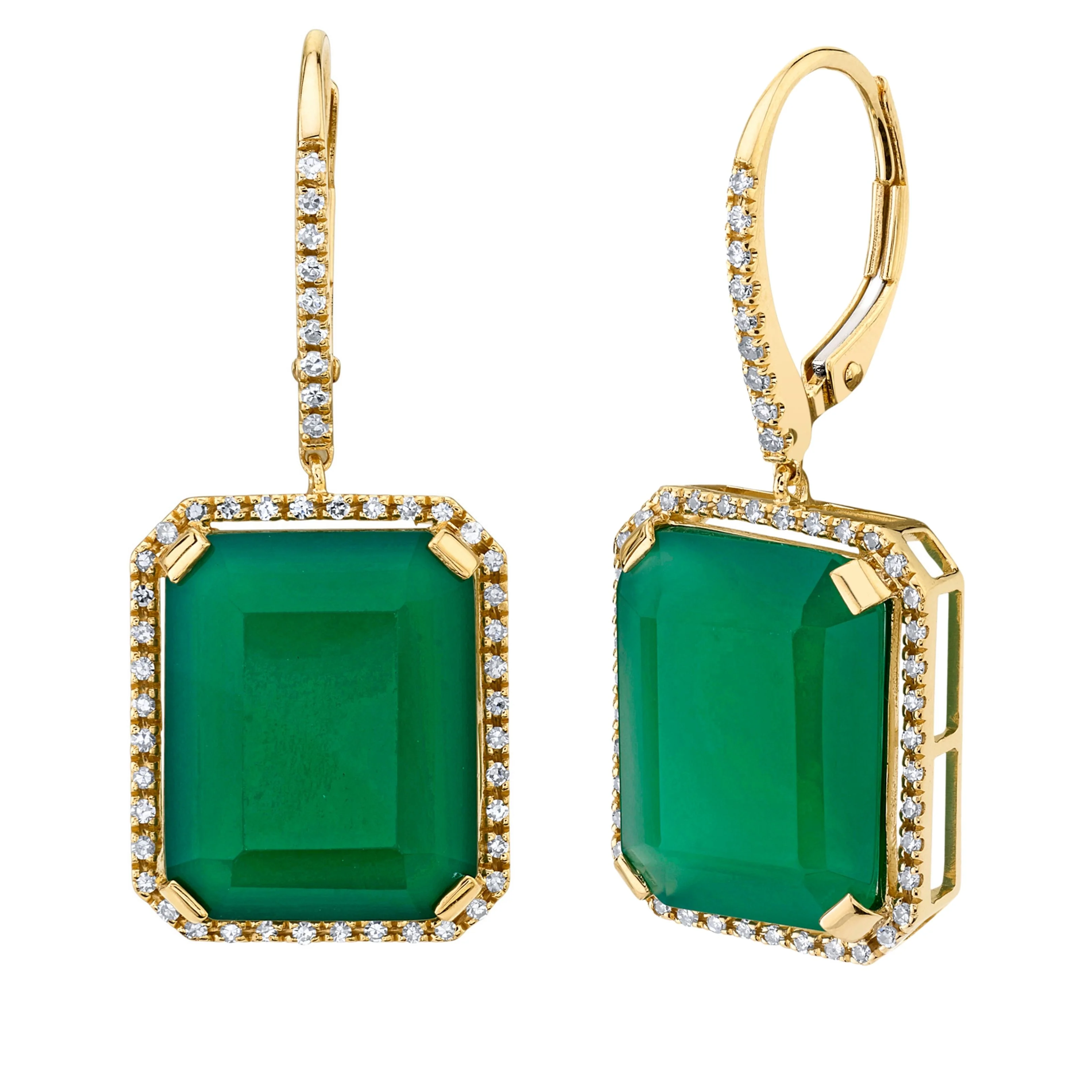 GREEN ONYX & DIAMOND PORTRAIT EARRINGS - Image 3
