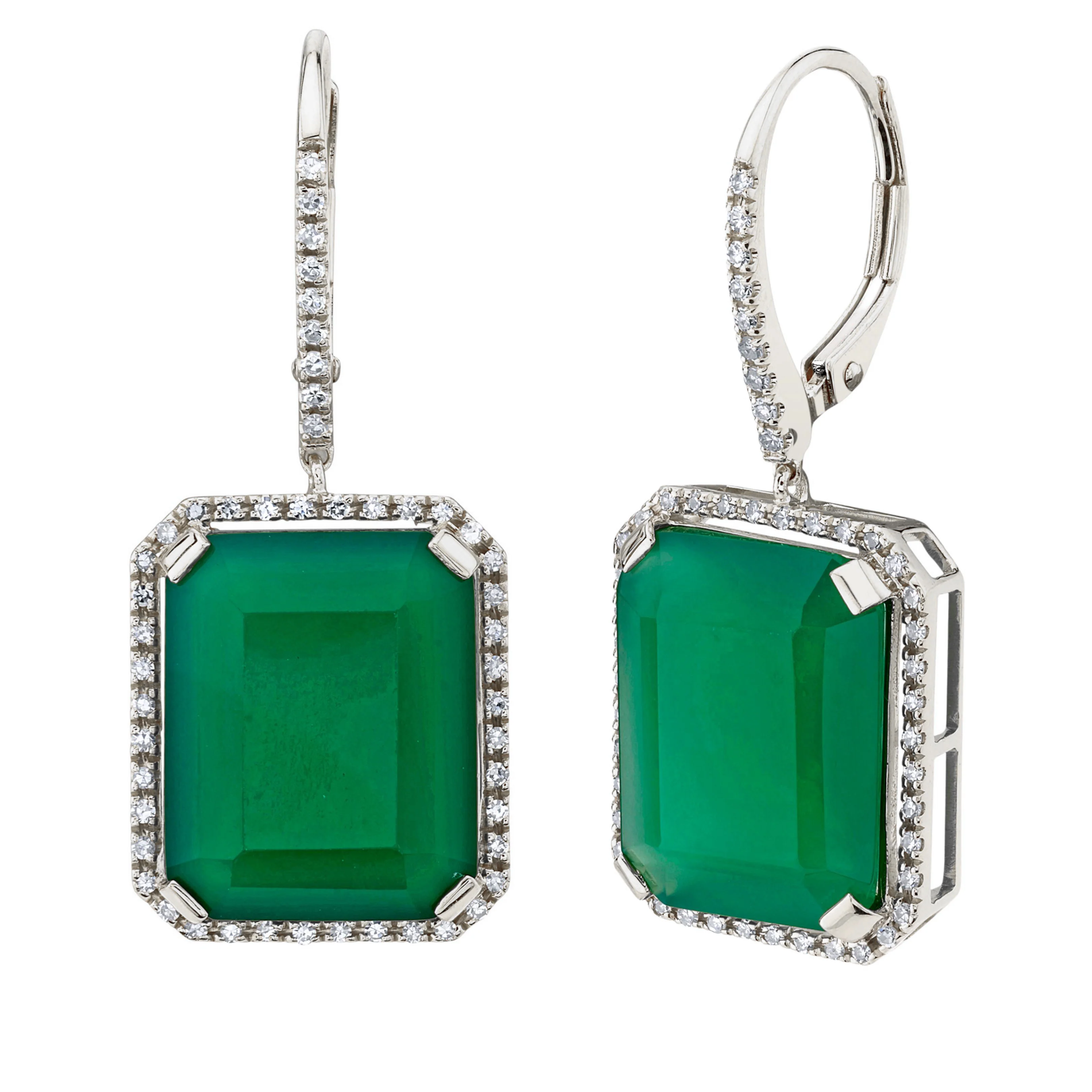 GREEN ONYX & DIAMOND PORTRAIT EARRINGS - Image 4