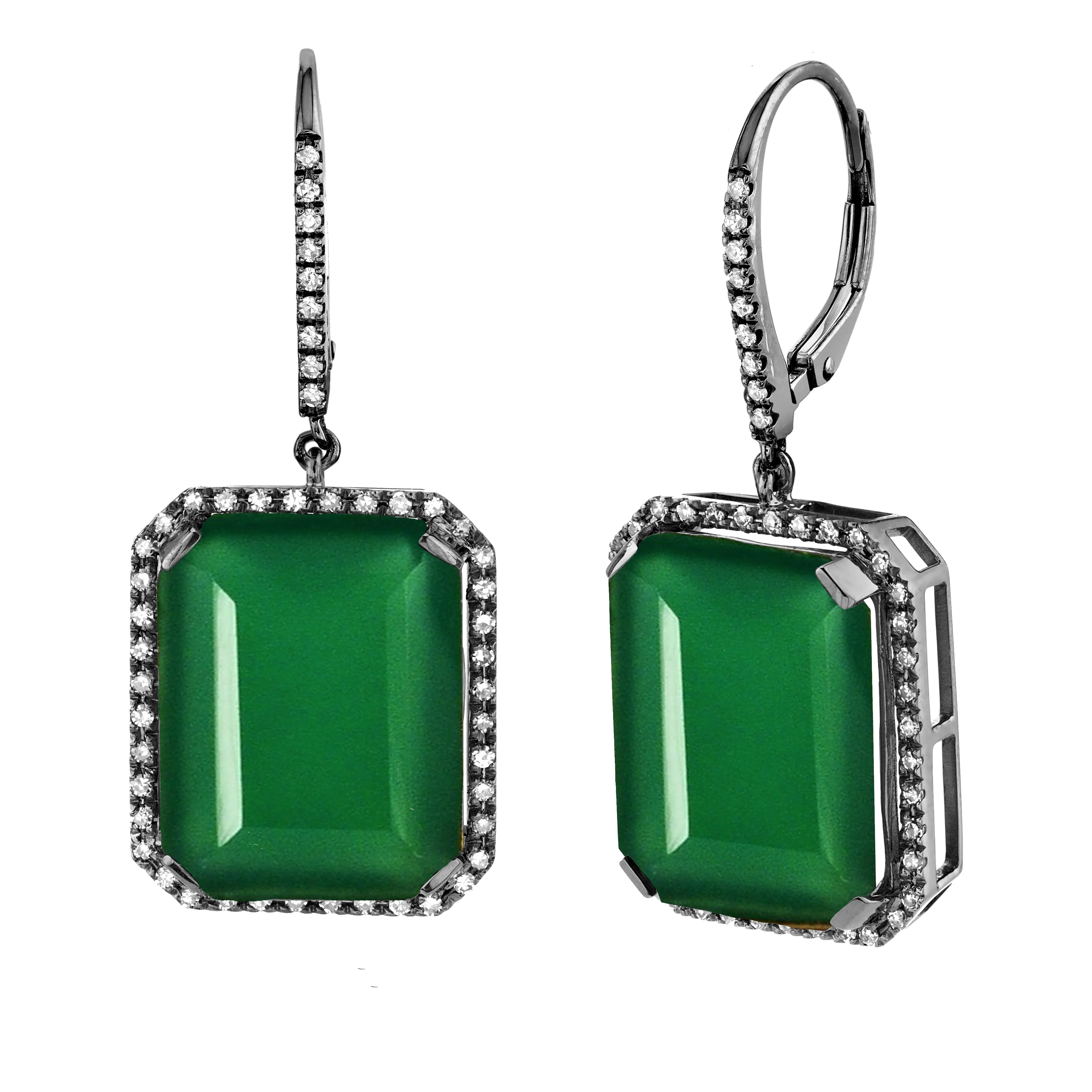 GREEN ONYX & DIAMOND PORTRAIT EARRINGS - Image 5