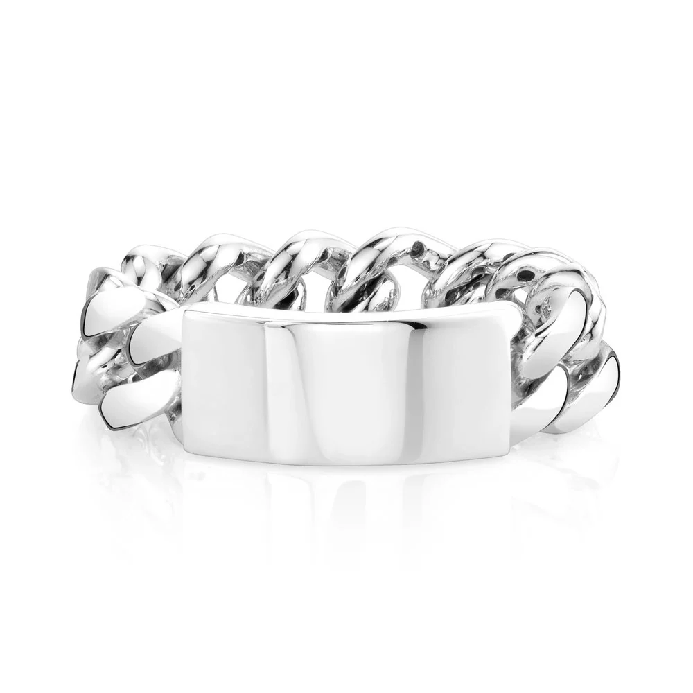 MEN'S SOLID GOLD ID FLAT LINK RING - Image 3