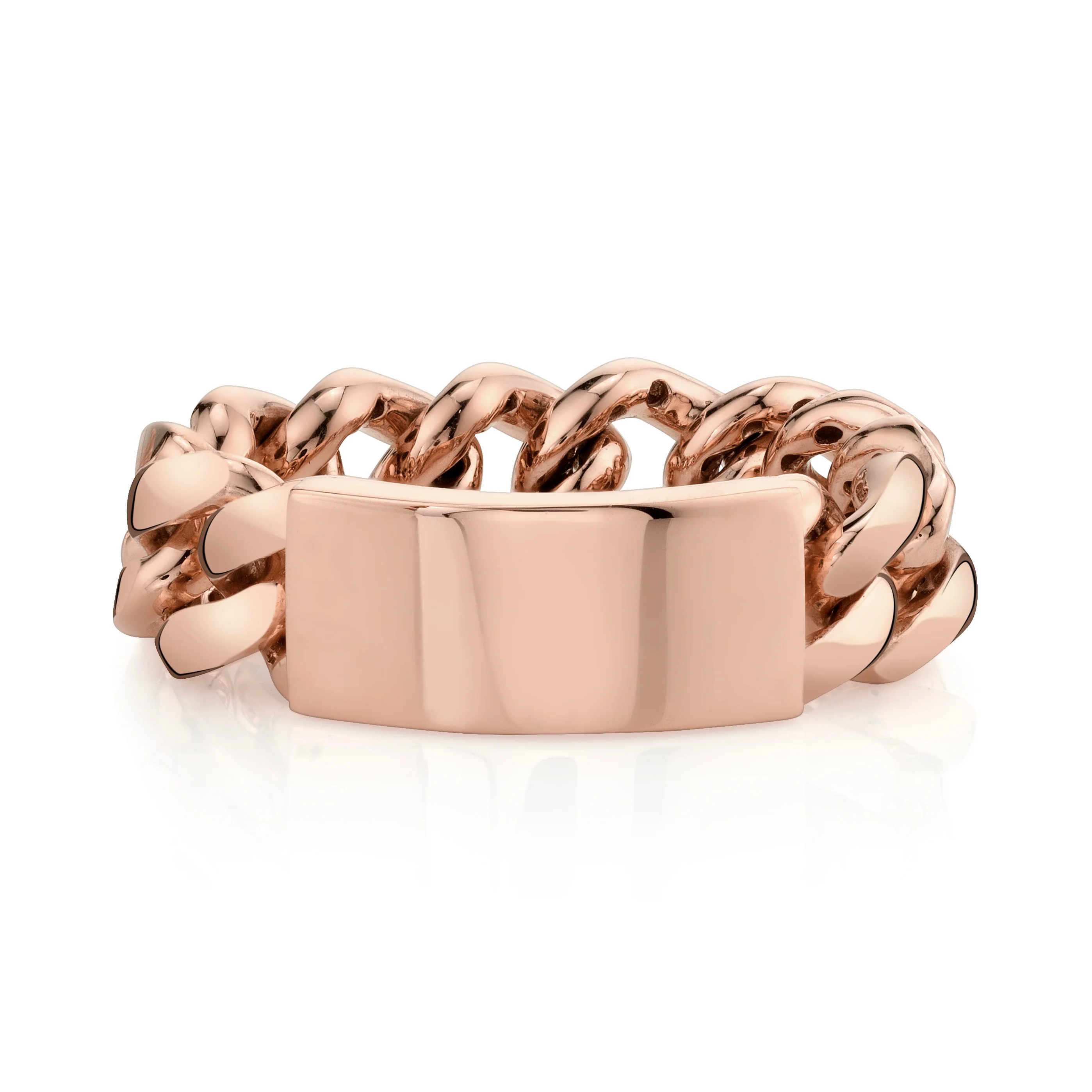 MEN'S SOLID GOLD ID FLAT LINK RING - Image 4