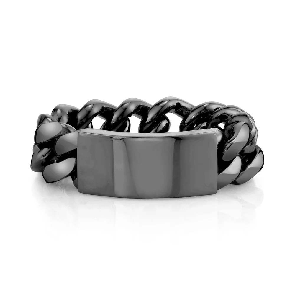 MEN'S SOLID GOLD ID FLAT LINK RING - Image 5