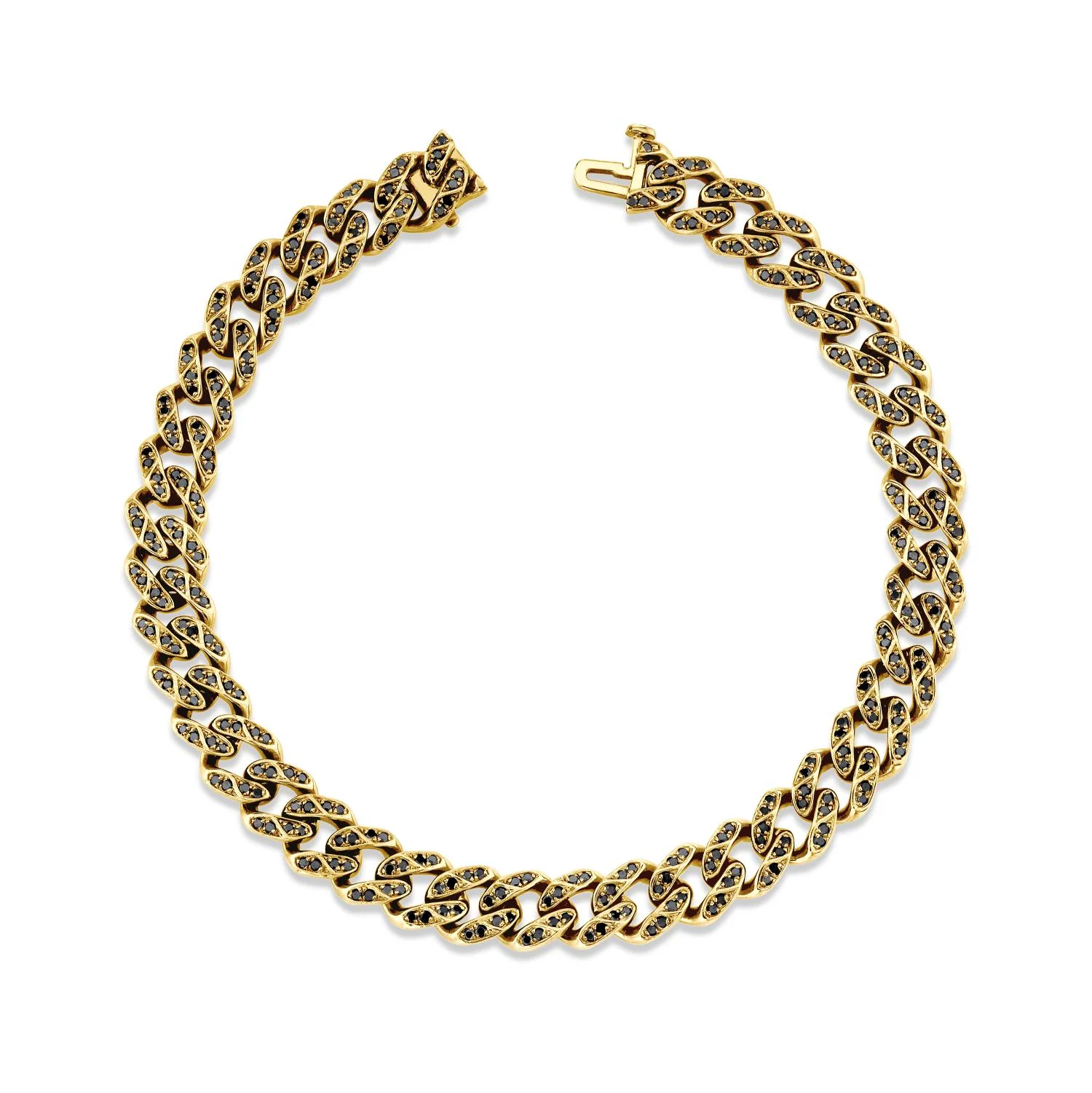 MEN'S BLACK DIAMOND FLAT MEDIUM LINK BRACELET - Image 4