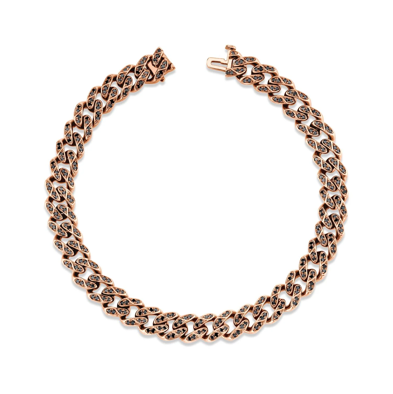 MEN'S BLACK DIAMOND FLAT MEDIUM LINK BRACELET - Image 5