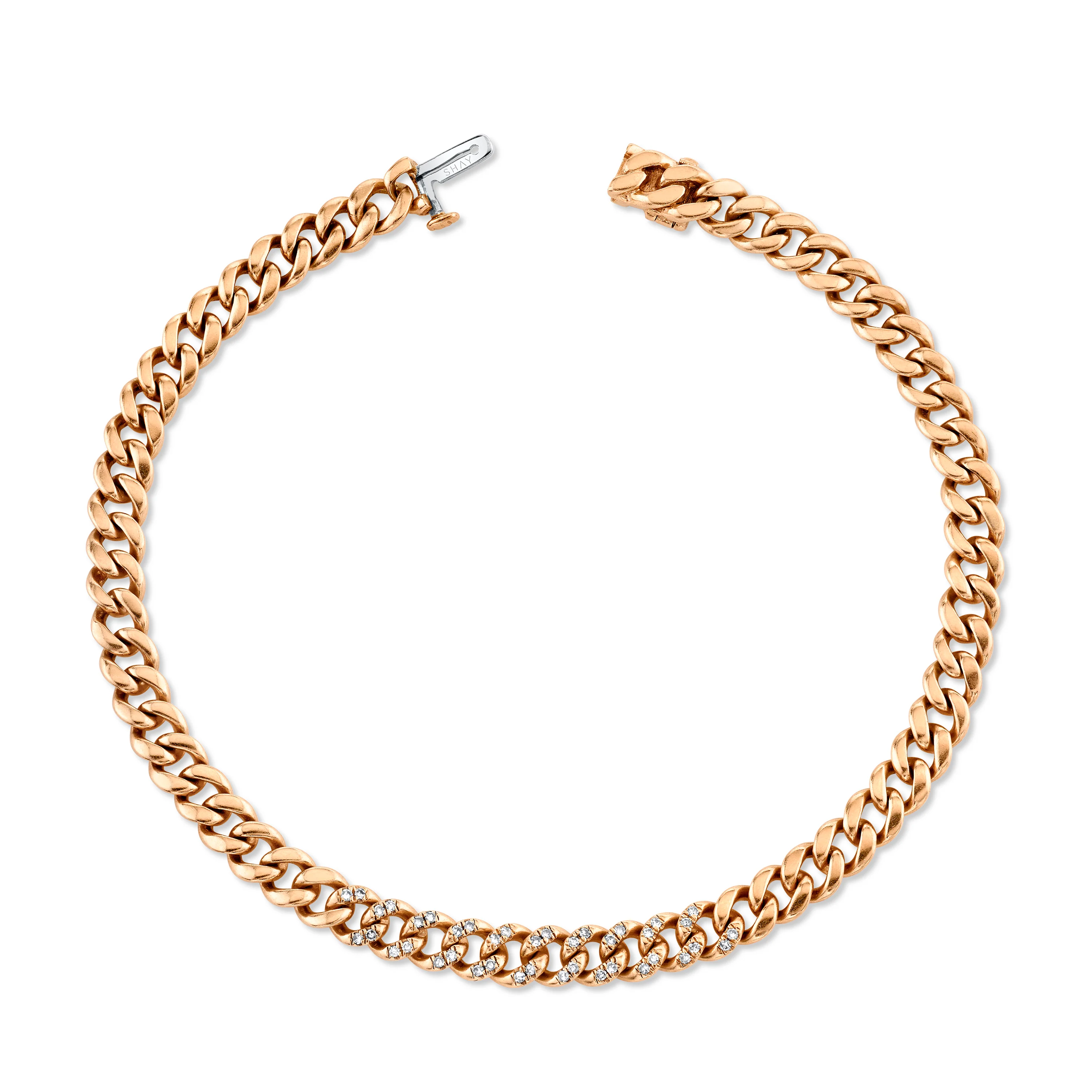 MEN'S DIAMOND PARTIAL PAVE FLAT MINI LINK BRACELET - Image 3