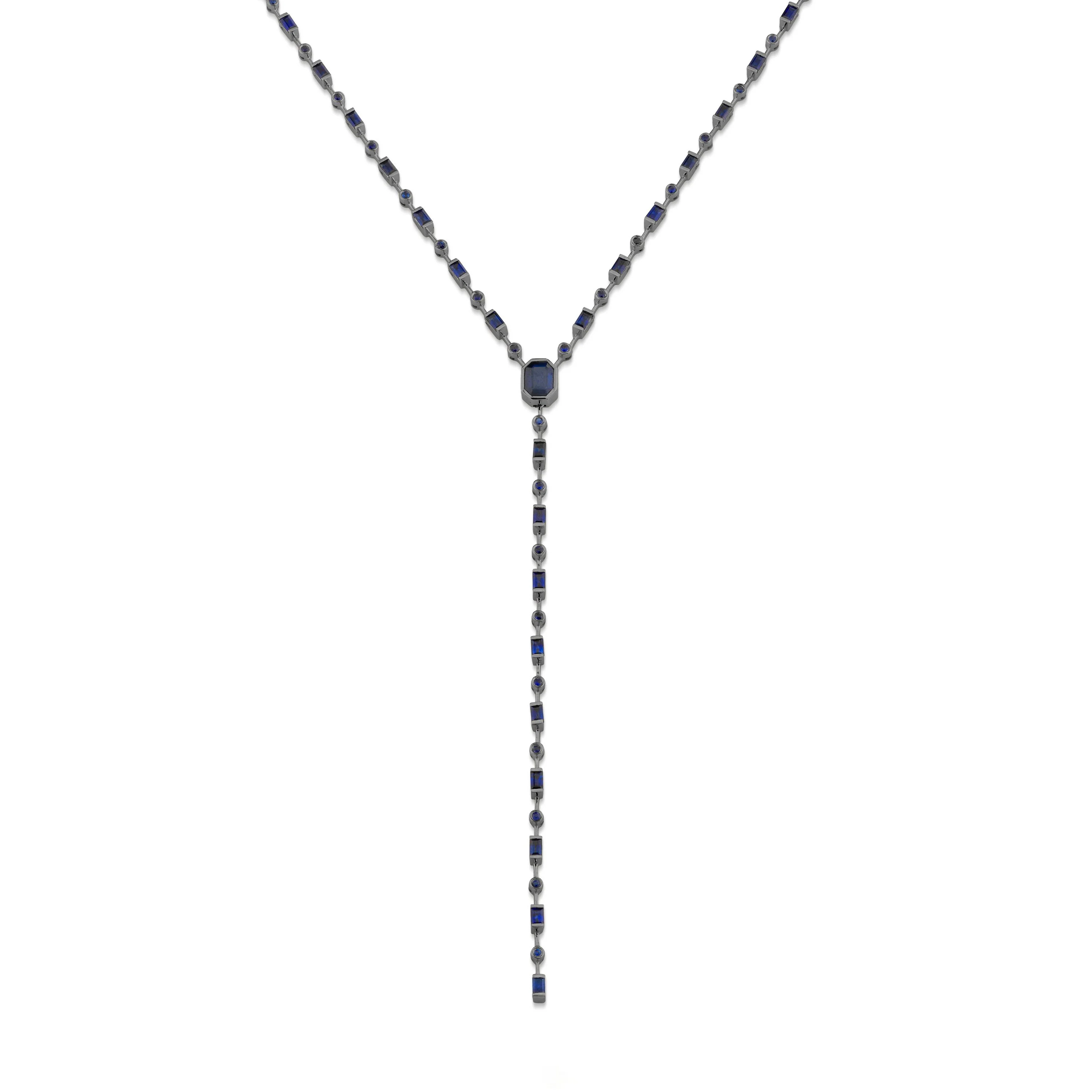 MIXED BLUE SAPPHIRE Y NECKLACE - Image 3