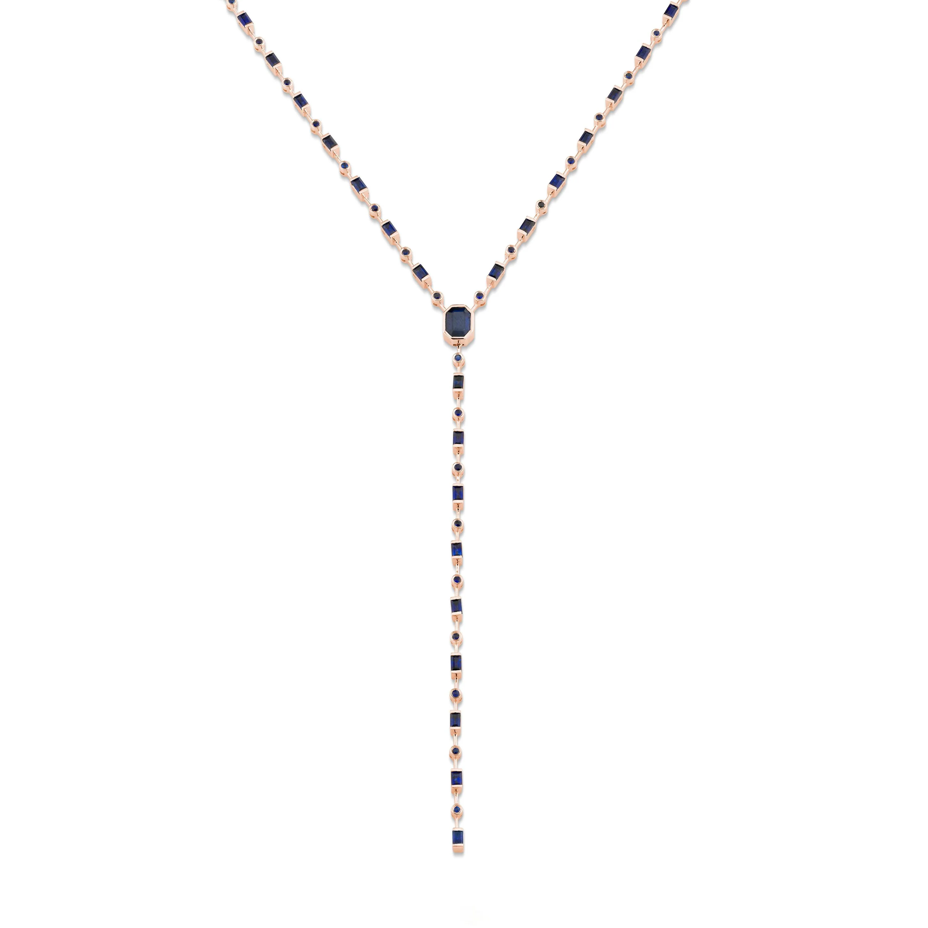 MIXED BLUE SAPPHIRE Y NECKLACE - Image 4