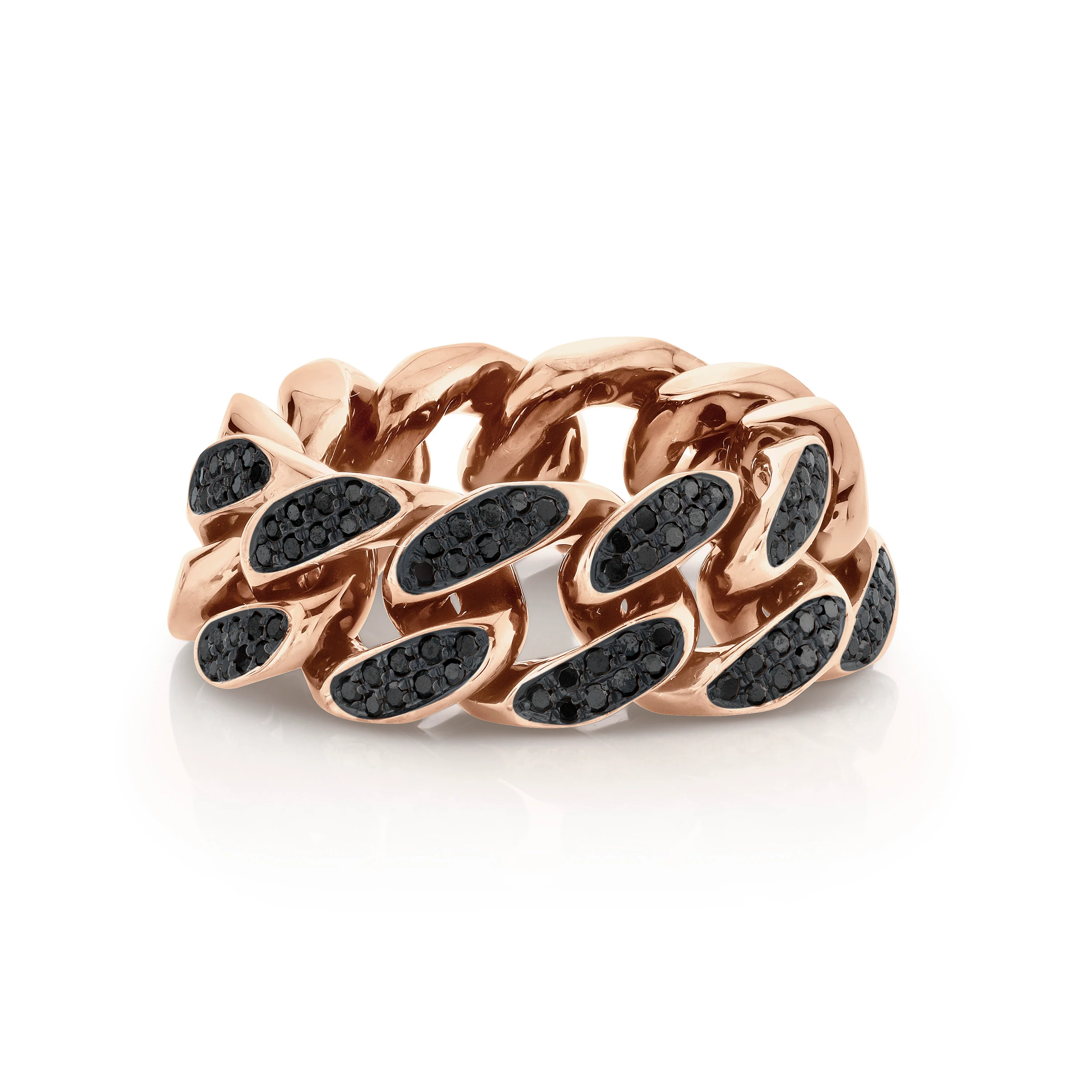 MEN'S PARTIAL PAVE BLACK DIAMOND FLAT LINK RING - Image 4