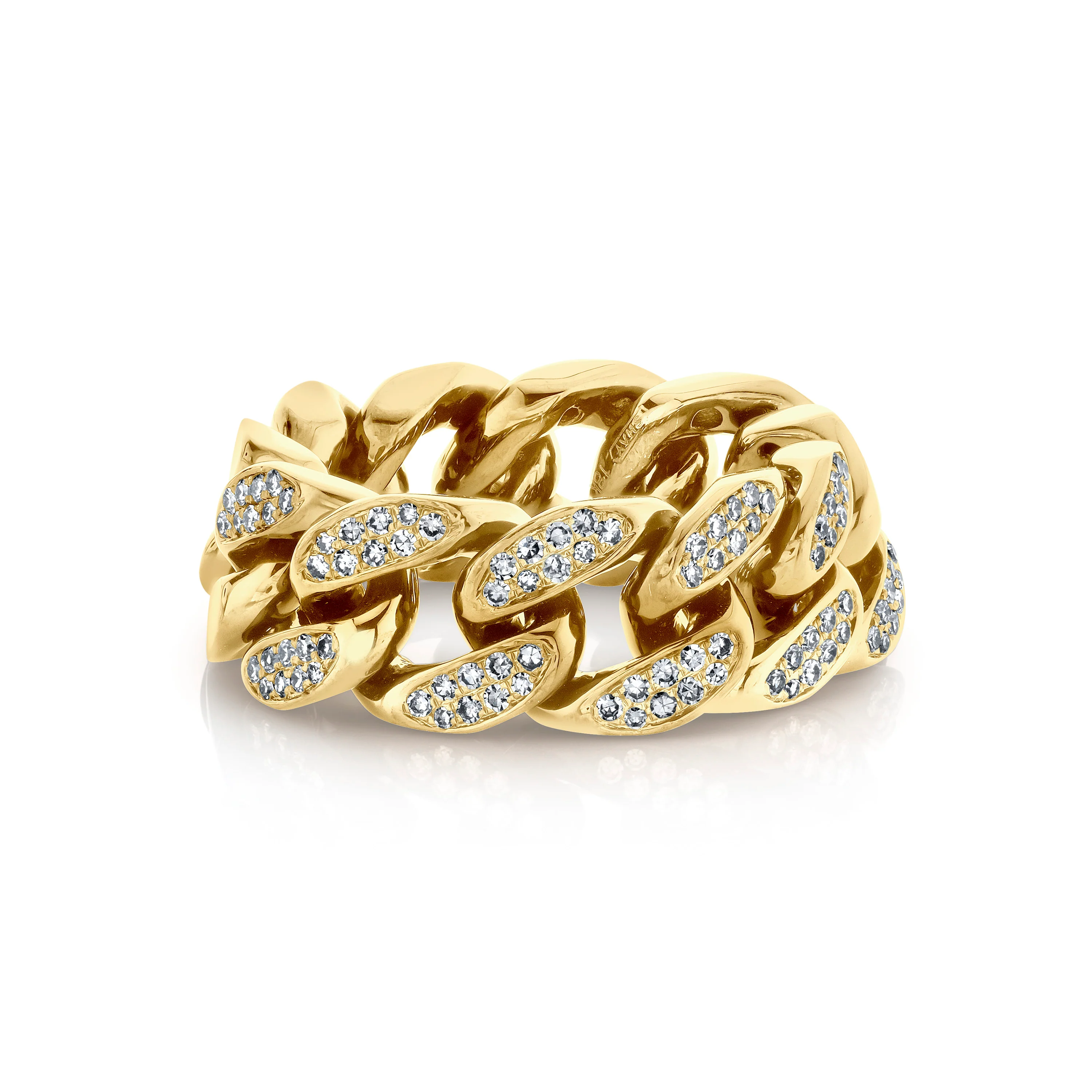 MEN'S PARTIAL PAVE DIAMOND FLAT LINK RING - Image 3