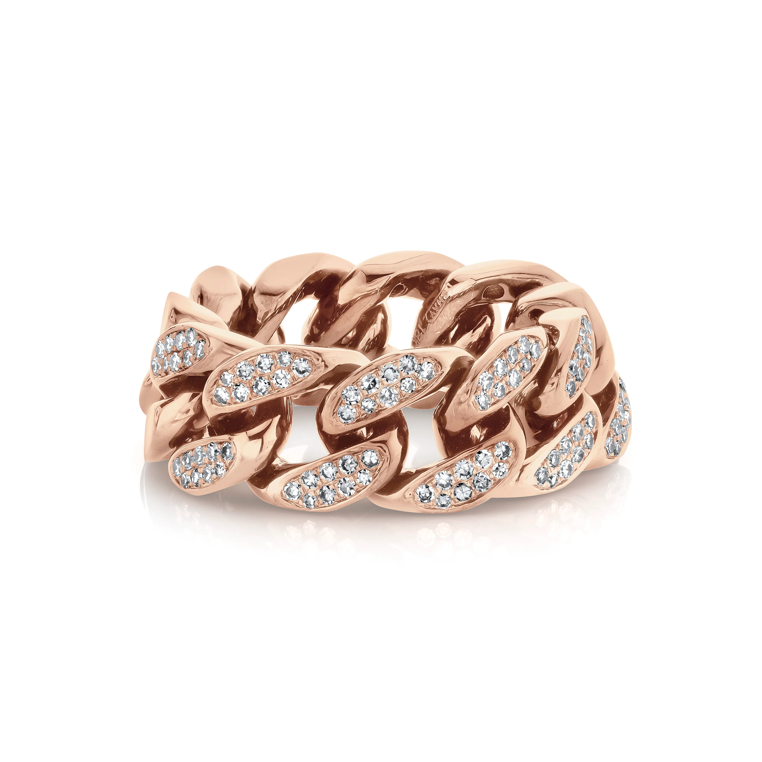 MEN'S PARTIAL PAVE DIAMOND FLAT LINK RING - Image 5