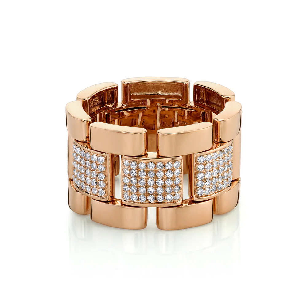 MEN'S PARTIAL DIAMOND PAVE JOURNEY LINK RING - Image 3