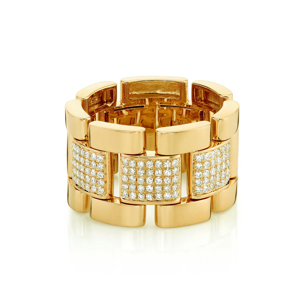 MEN'S PARTIAL DIAMOND PAVE JOURNEY LINK RING - Image 4