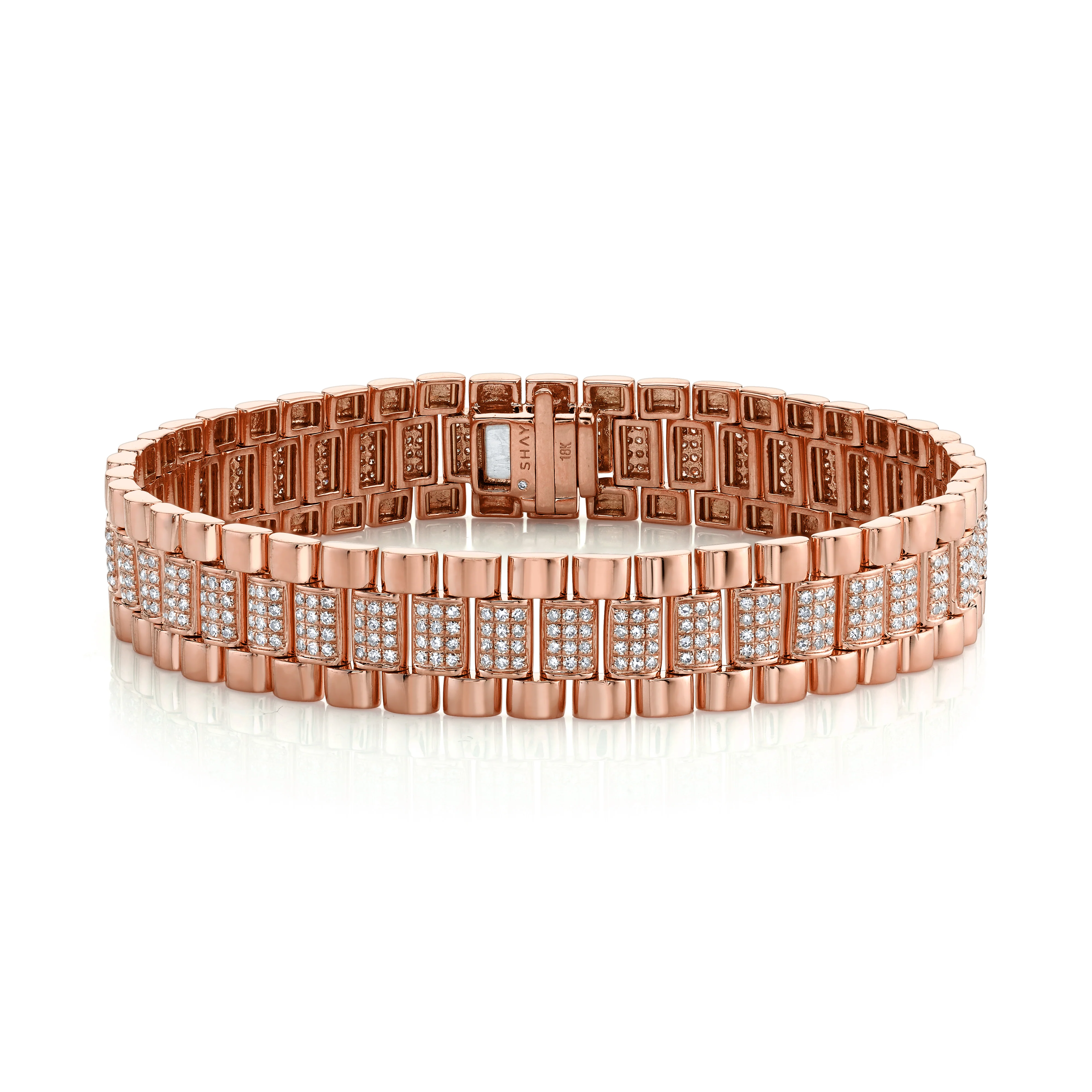 MEN'S DIAMOND PARTIAL PAVE RAIL LINK BRACELET - Image 3
