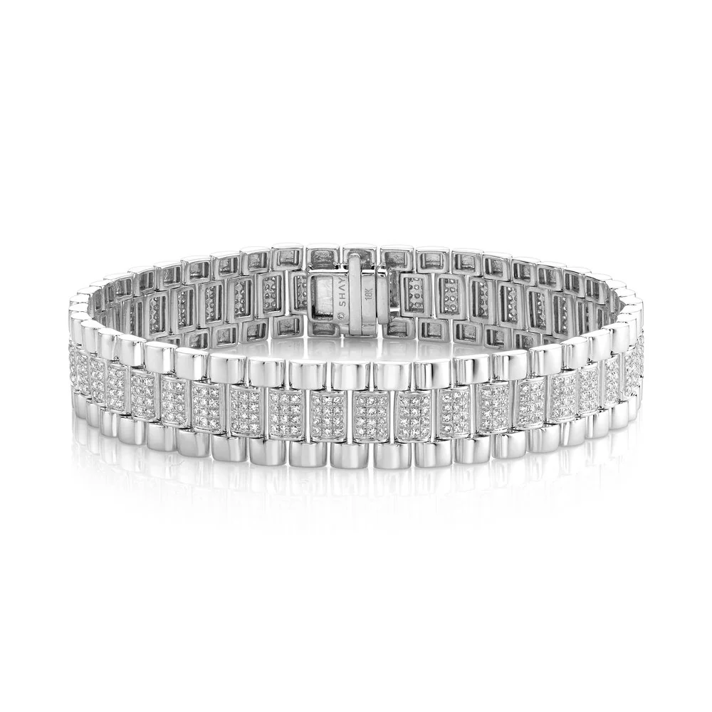 MEN'S DIAMOND PARTIAL PAVE RAIL LINK BRACELET - Image 4
