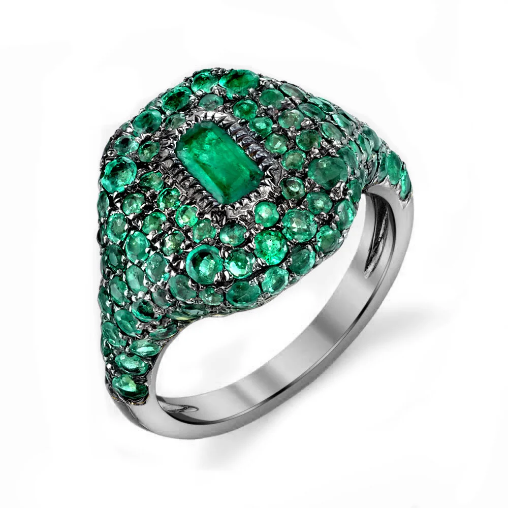 EMERALD PAVE PINKY RING - Image 3