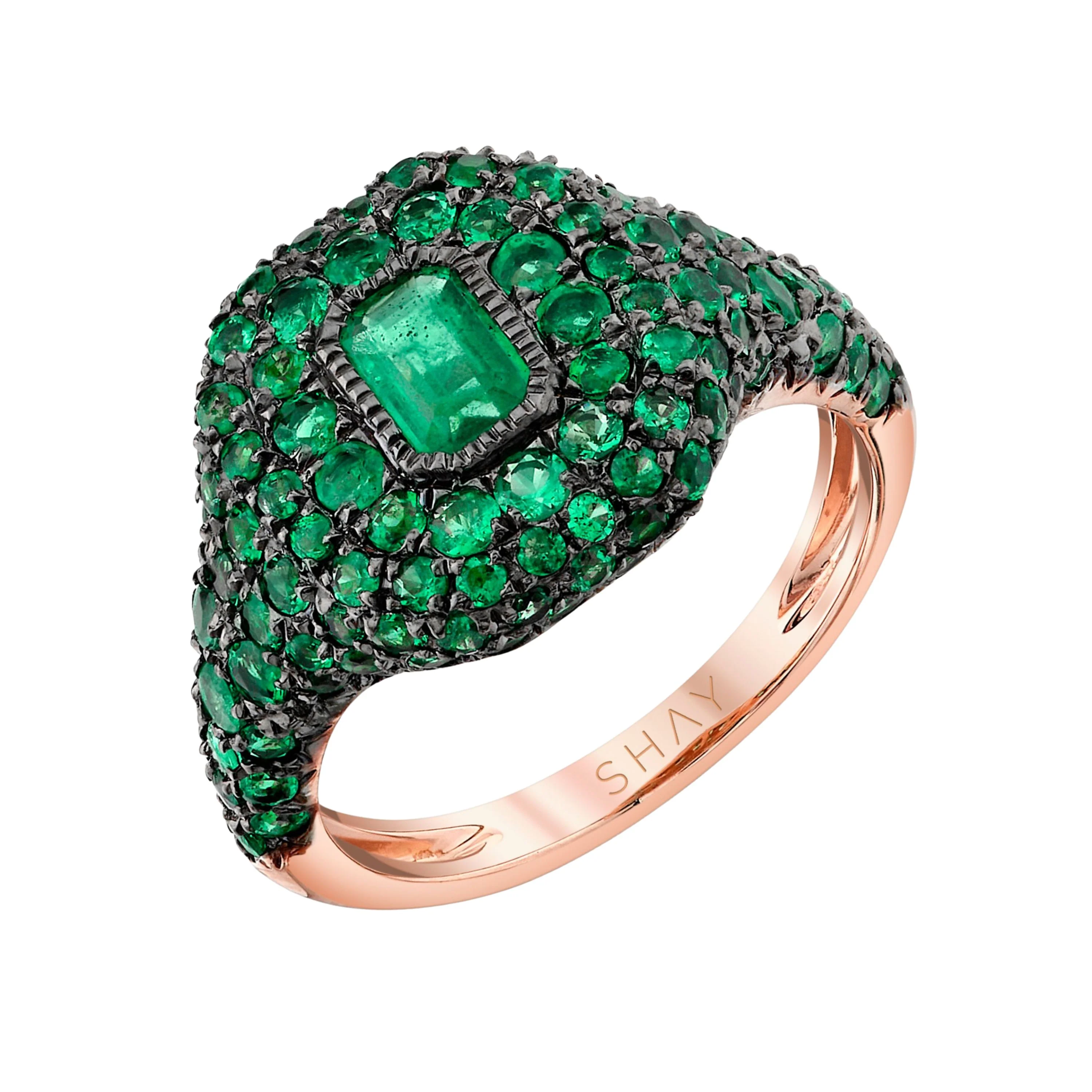 EMERALD PAVE PINKY RING - Image 4
