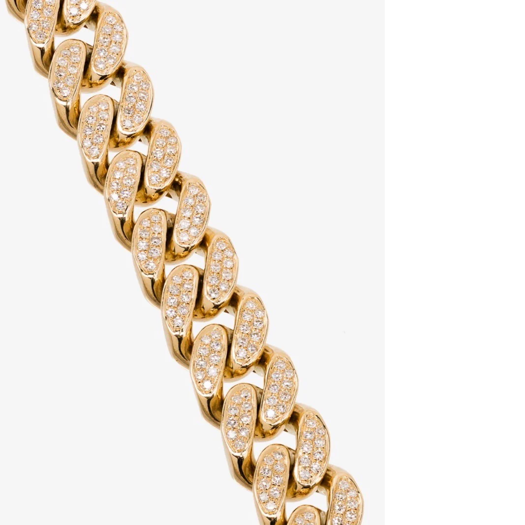 MEN'S DIAMOND PAVE FLAT LINK NECKLACE - Image 7