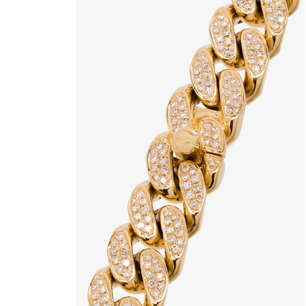 MEN'S DIAMOND PAVE FLAT LINK NECKLACE - Image 8