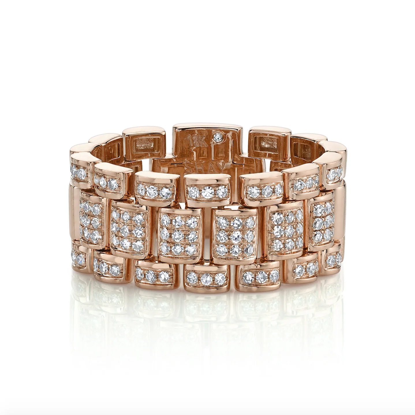 MEN'S DIAMOND PARTIAL PAVE RAIL LINK RING, 10mm - Image 3