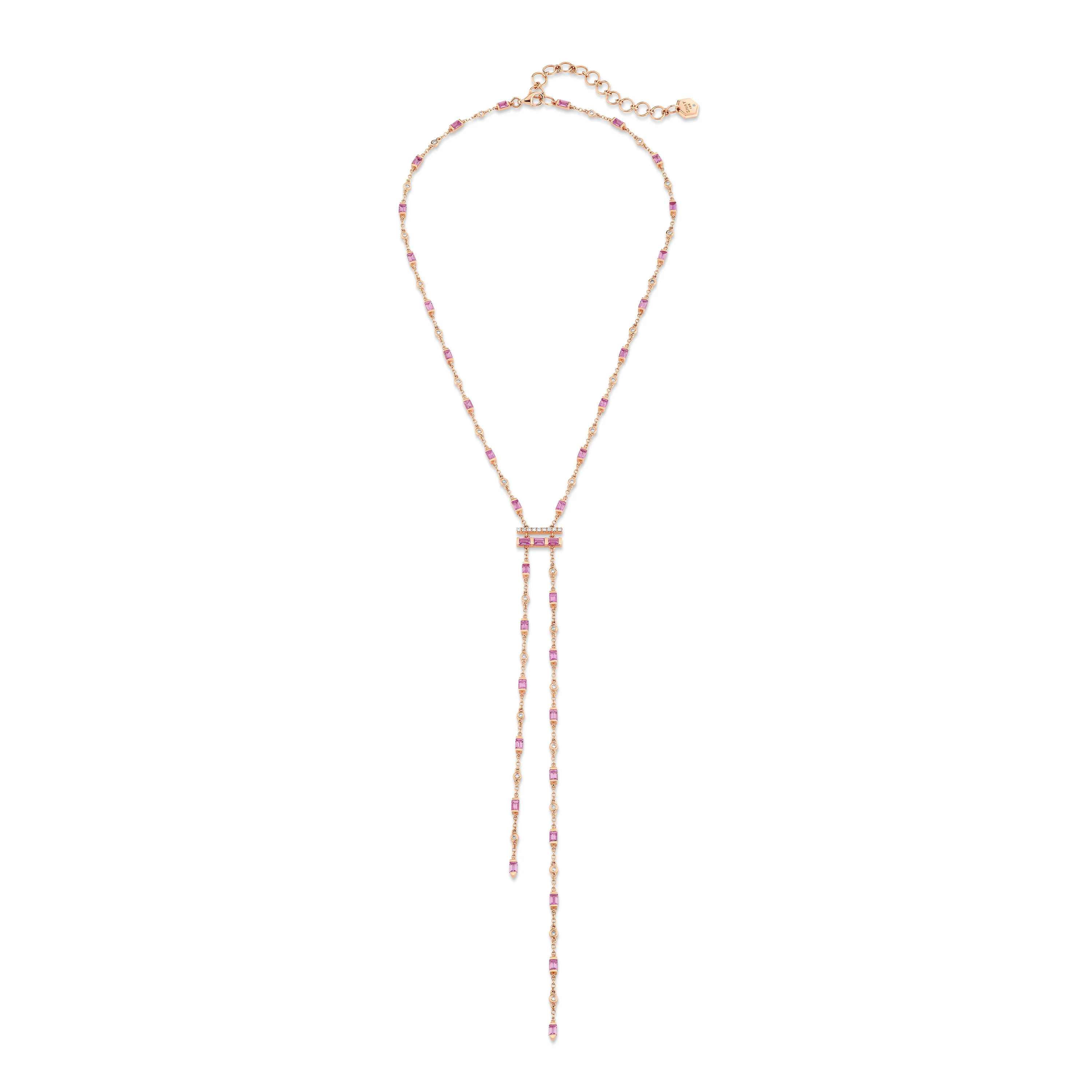 PINK SAPPHIRE & DIAMOND CASCADE Y NECKLACE - Image 3