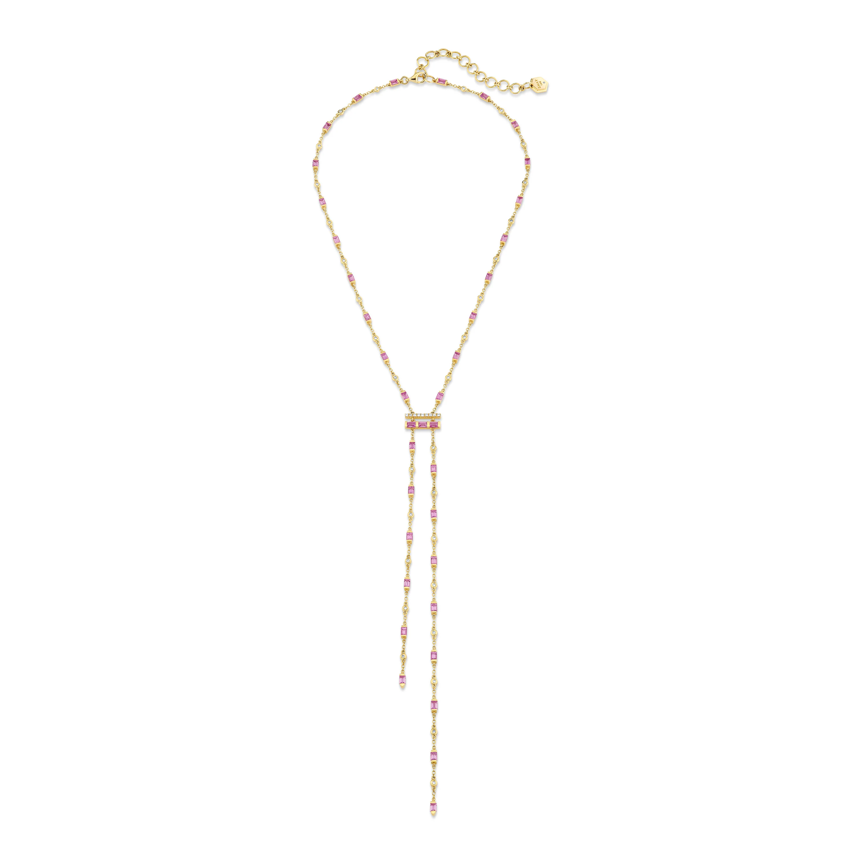 PINK SAPPHIRE & DIAMOND CASCADE Y NECKLACE - Image 5