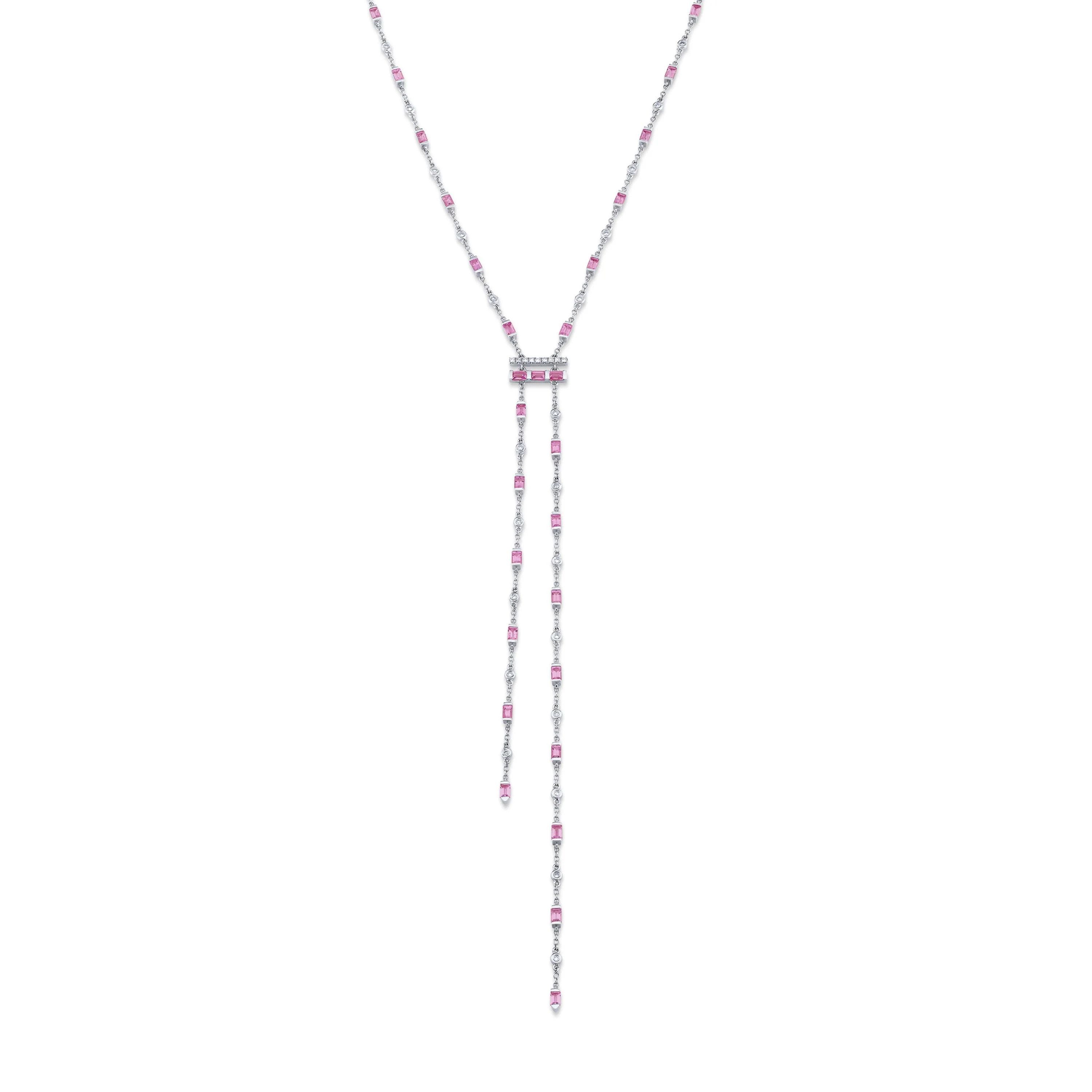 PINK SAPPHIRE & DIAMOND CASCADE Y NECKLACE - Image 6