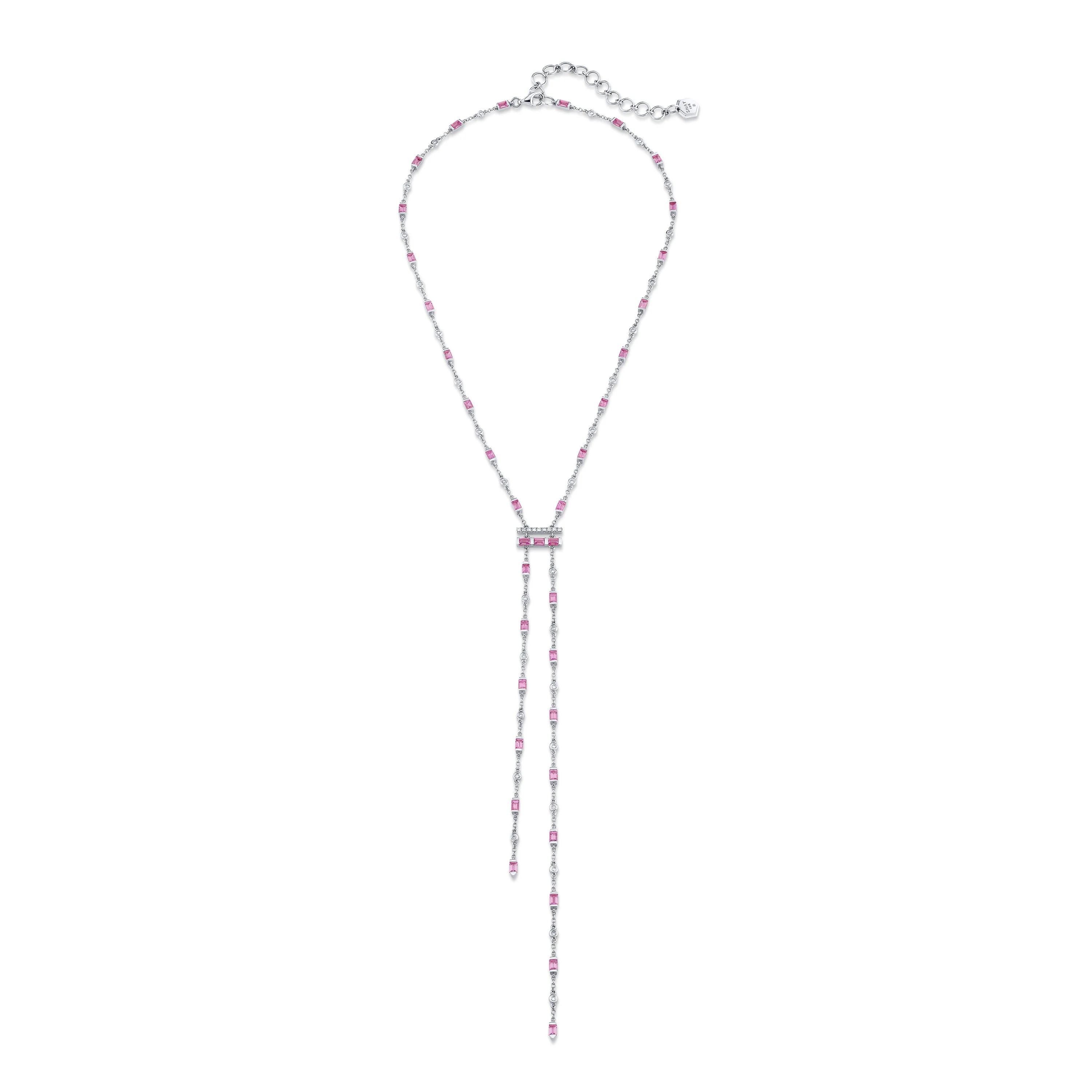 PINK SAPPHIRE & DIAMOND CASCADE Y NECKLACE - Image 7