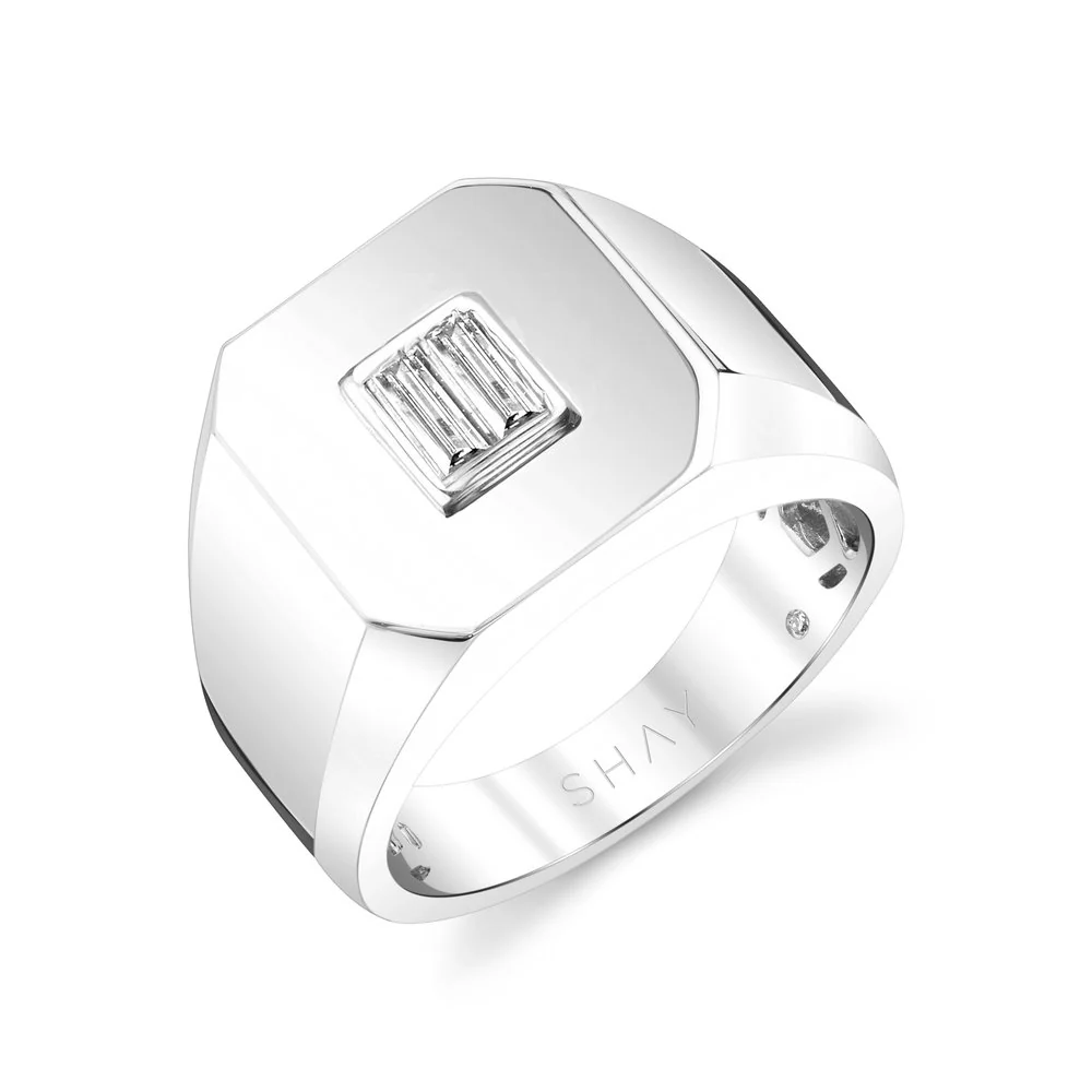 READY TO SHIP MEN'S DIAMOND BAGUETTE SIGNET RING - Image 4