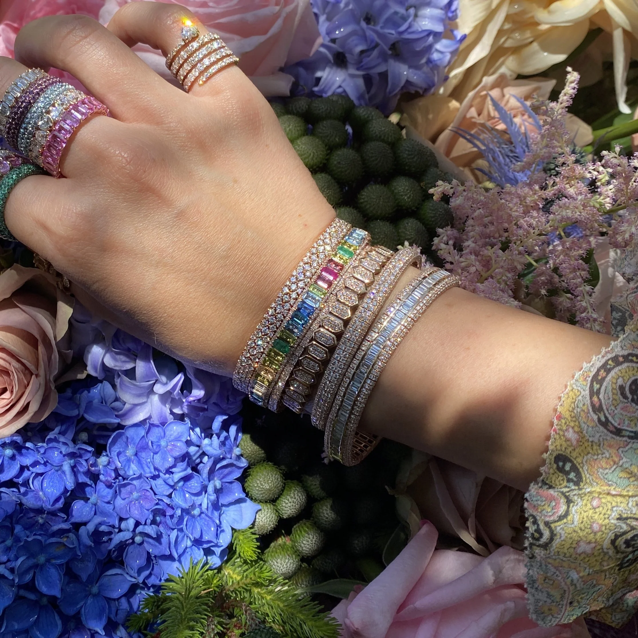 DIAMOND DOUBLE ROW PAVE STRETCH BRACELET - Image 5