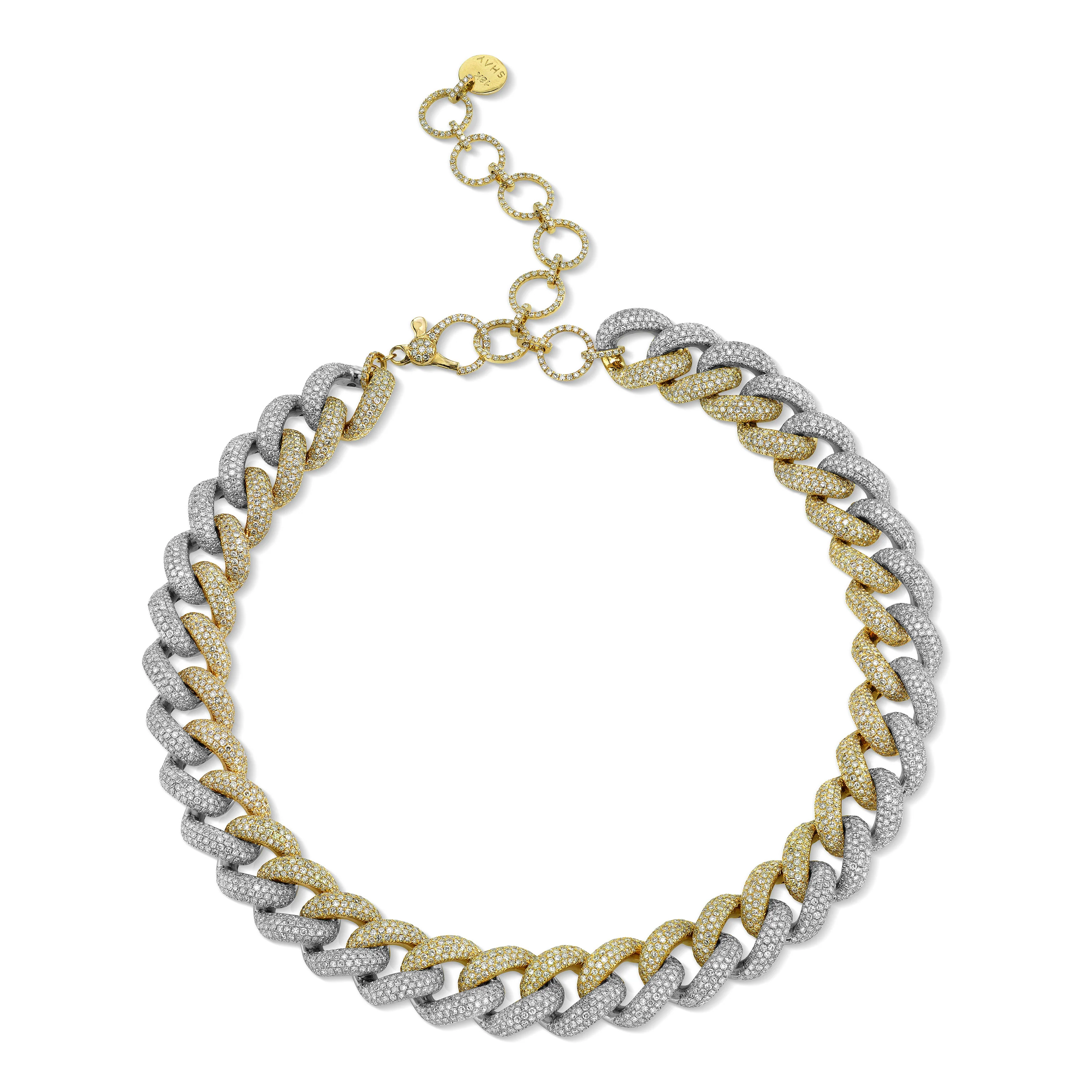 DIAMOND TWO-TONE JUMBO PAVE LINK NECKLACE - Image 3
