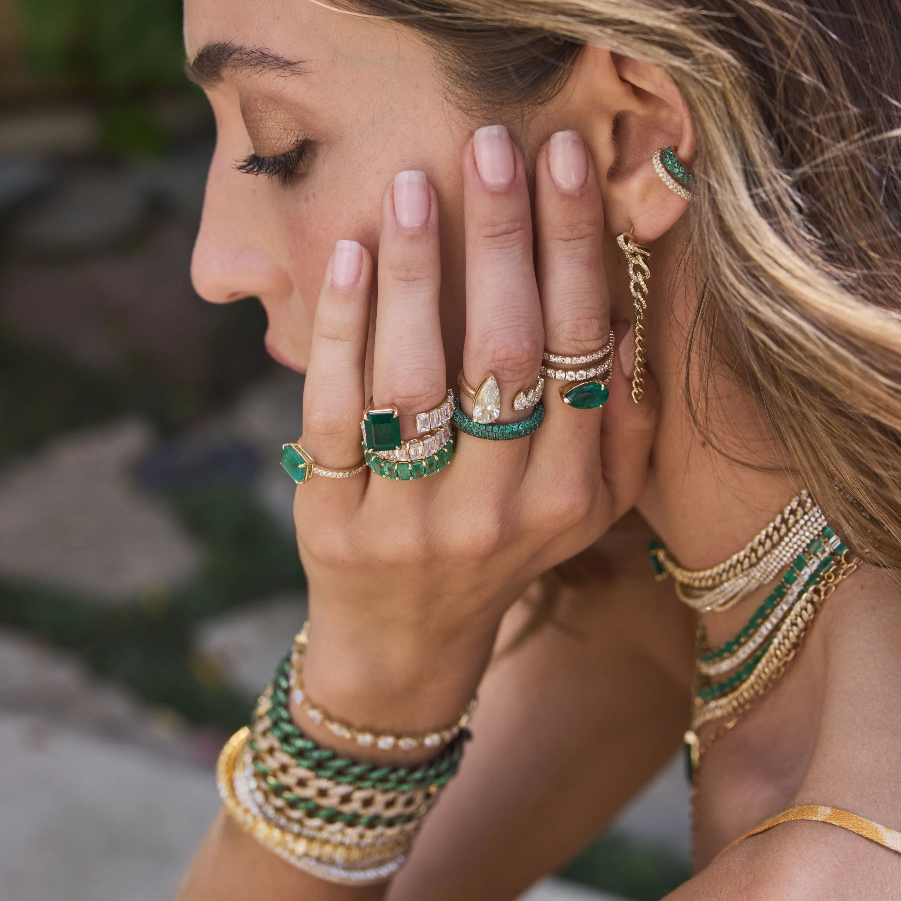 READY TO SHIP EMERALD JUMBO EMERALD EAR CUFF - Image 3