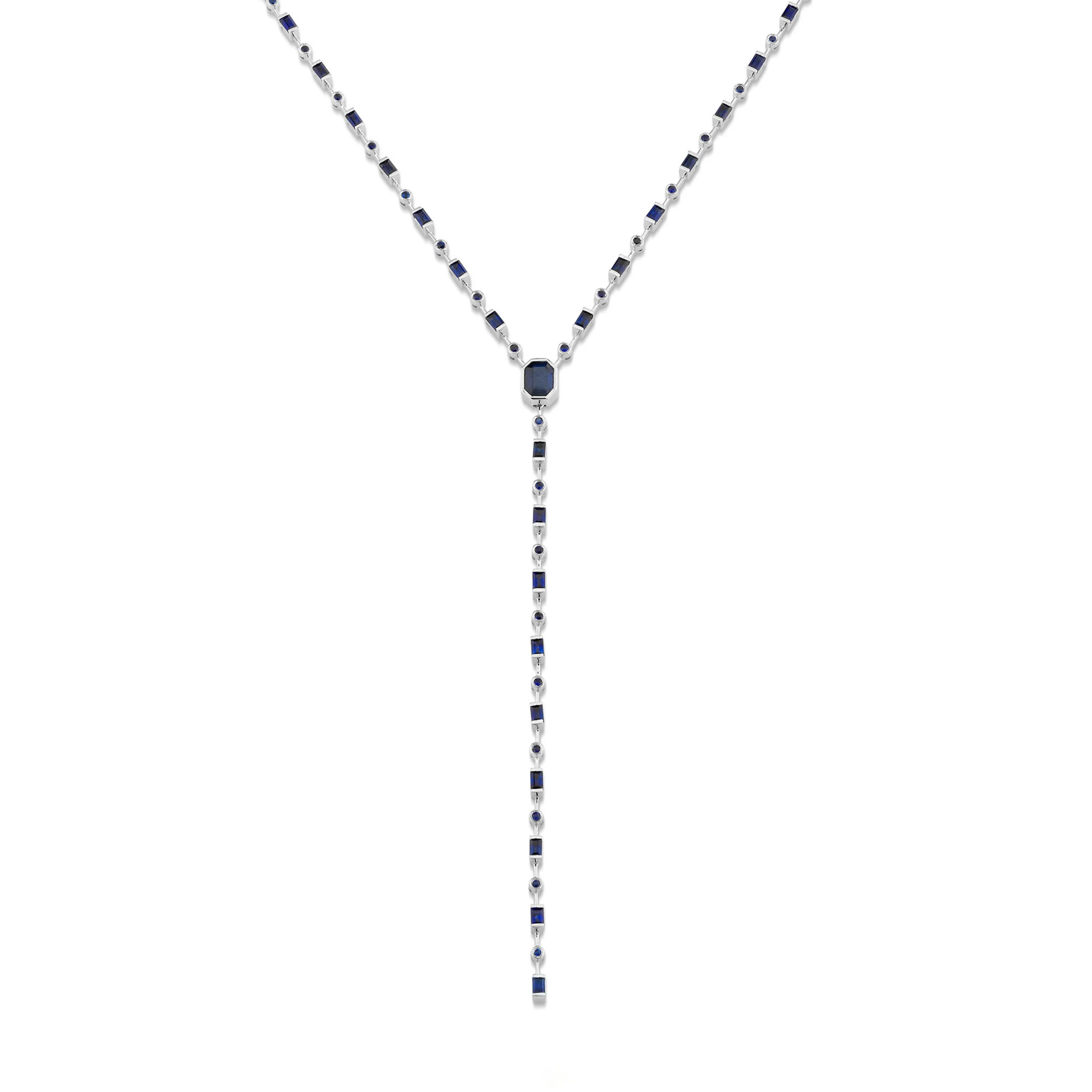MIXED BLUE SAPPHIRE Y NECKLACE - Image 5