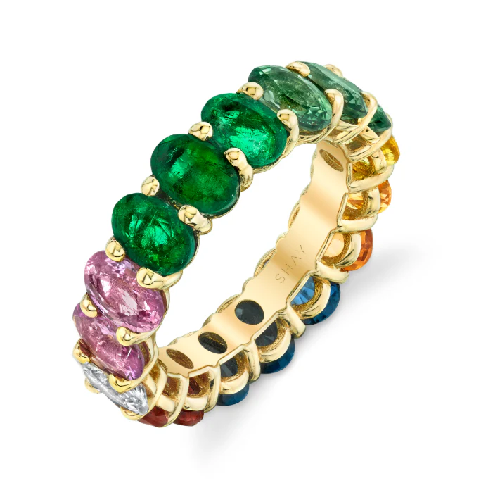 READY TO SHIP RAINBOW OVAL ETERNITY BAND - Image 3