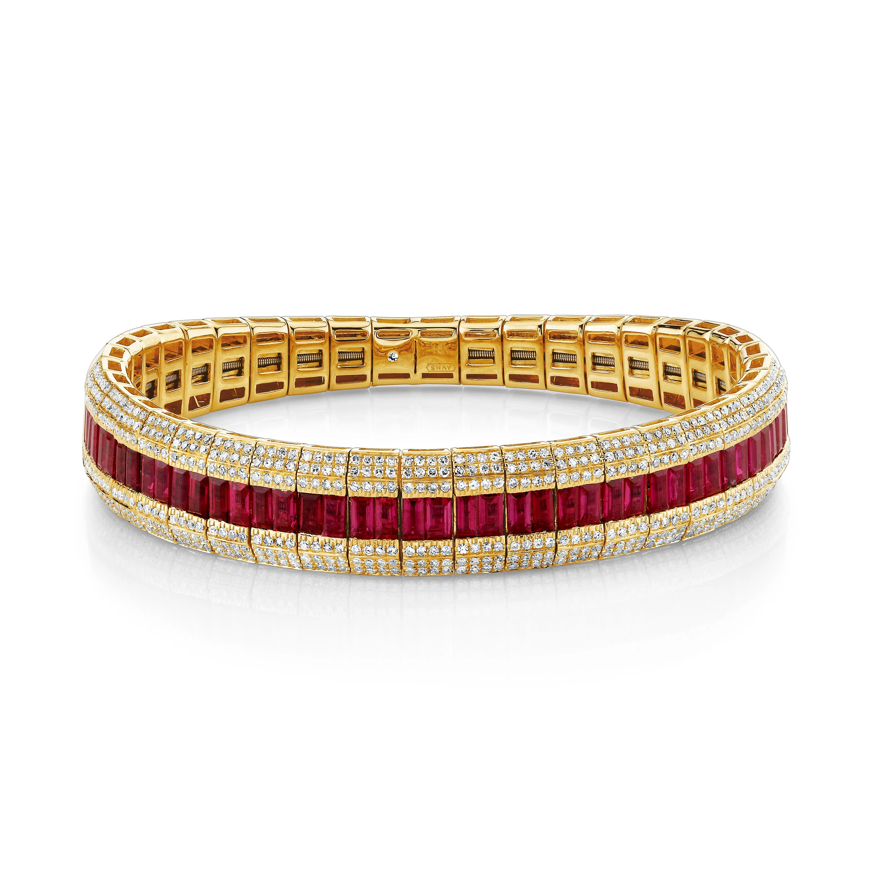 READY TO SHIP RUBY & DIAMOND STRETCH BRACELET - Image 3