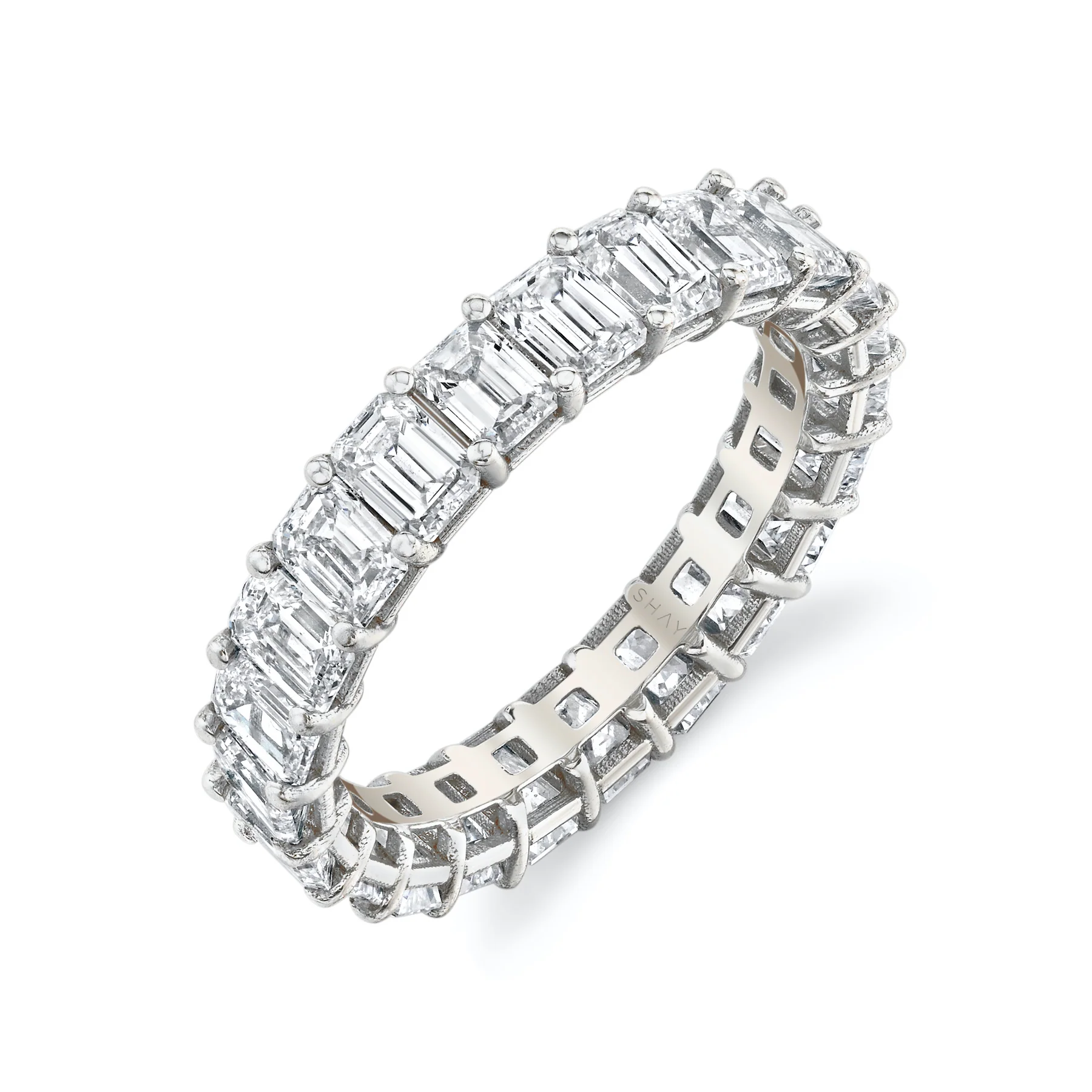 READY TO SHIP SMALL EMERALD CUT ETERNITY BAND, 3cts - Image 4