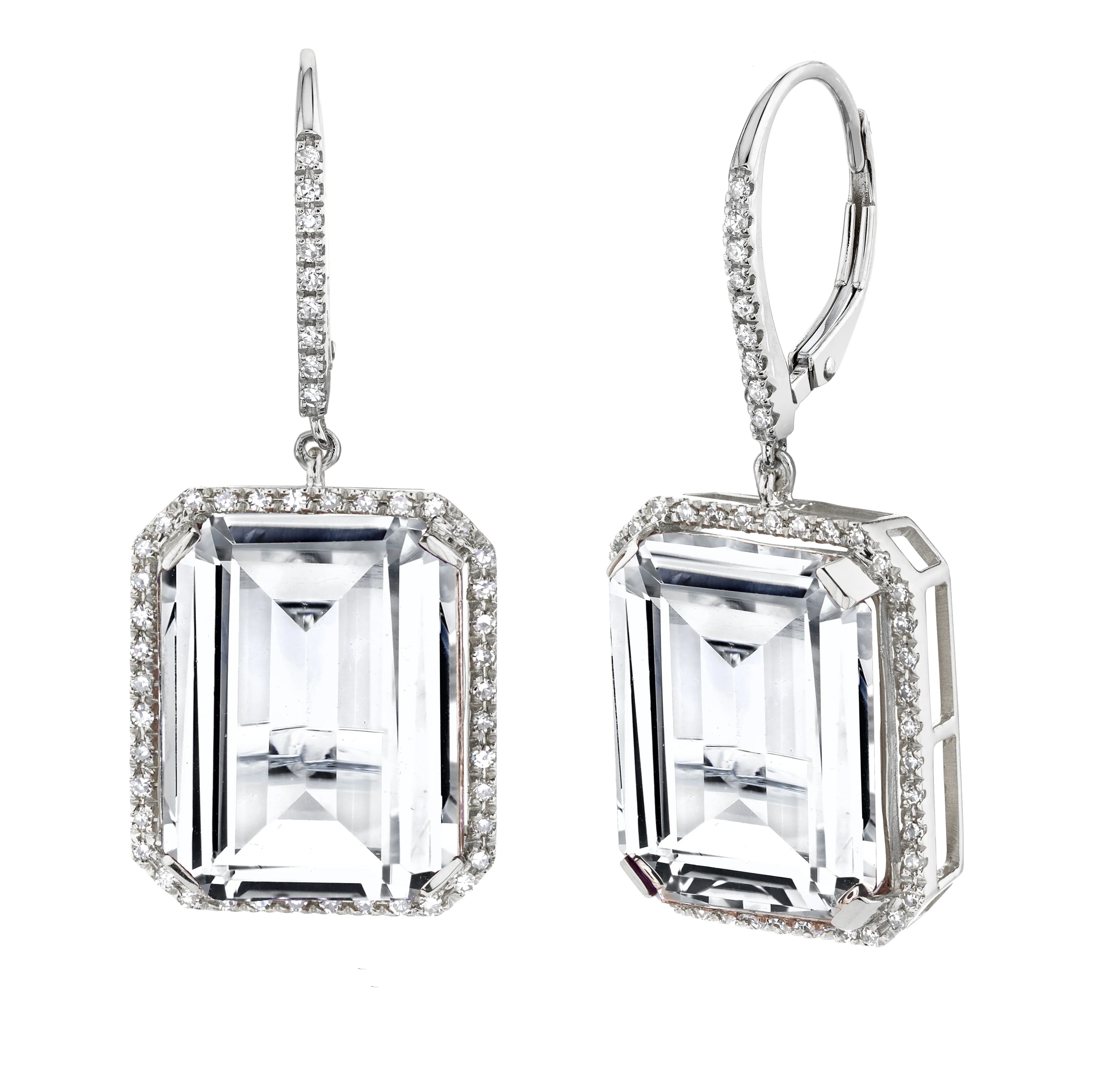 READY TO SHIP WHITE TOPAZ & DIAMOND PORTRAIT EARRINGS - Image 3