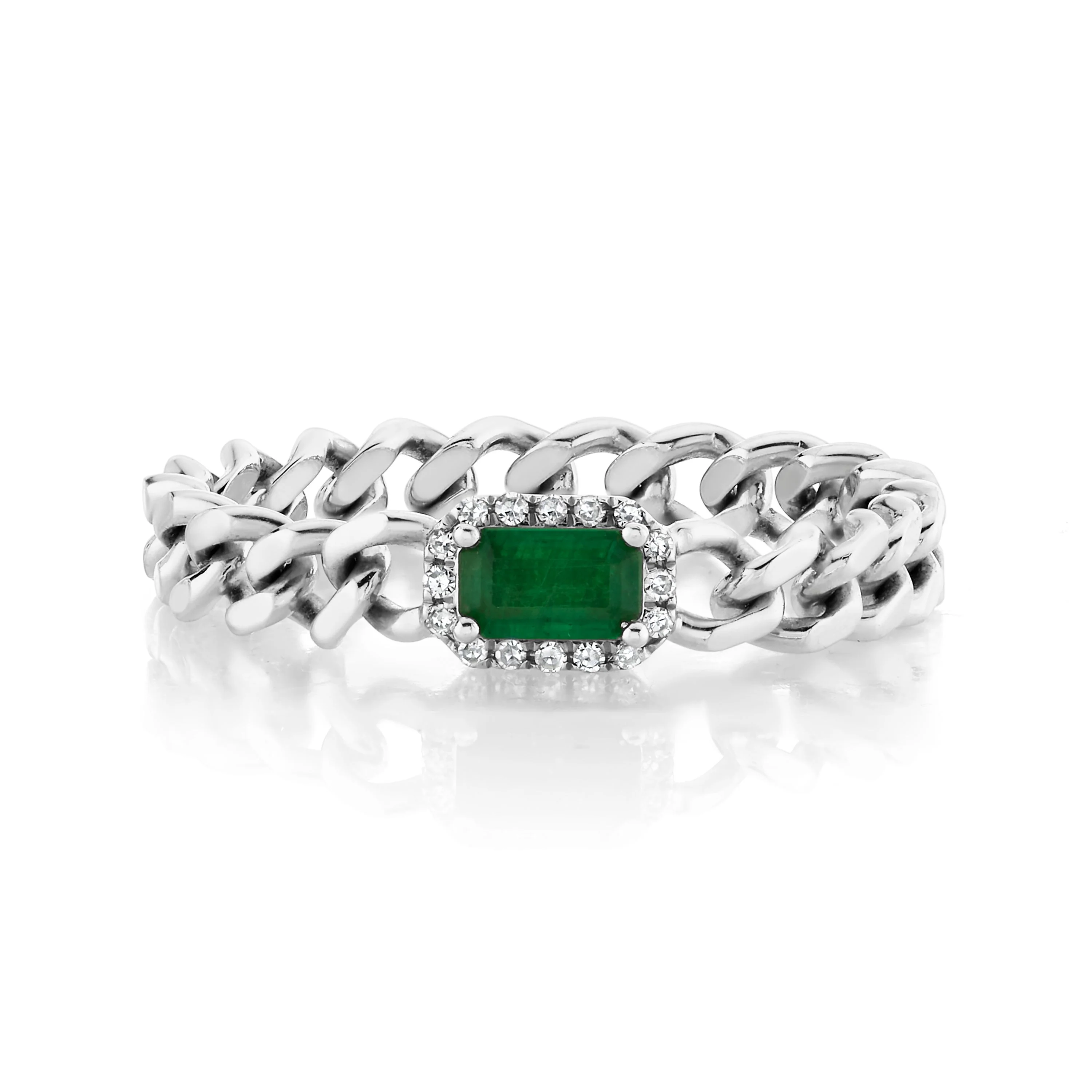 RECTANGLE EMERALD BABY LINK RING - Image 3