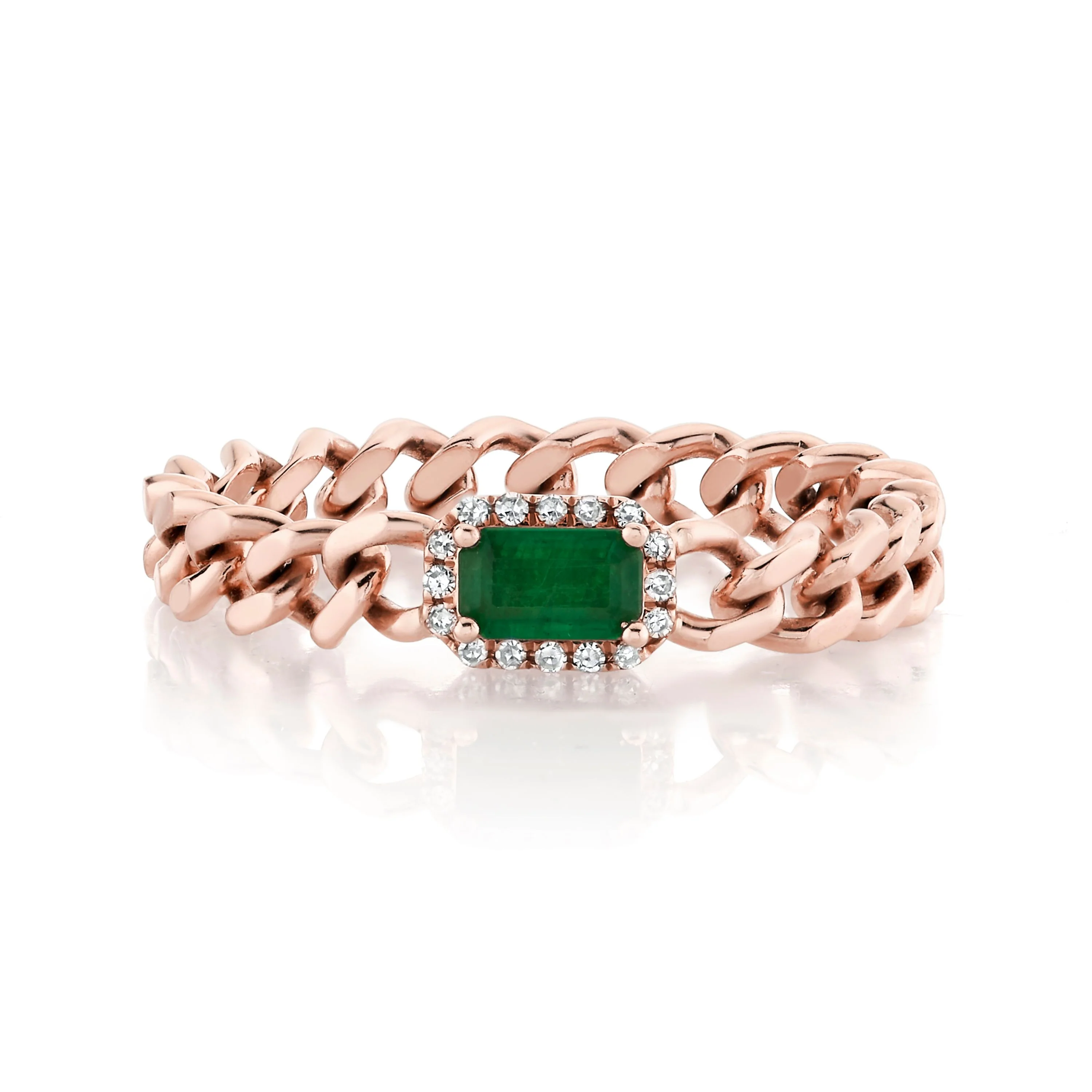 RECTANGLE EMERALD BABY LINK RING - Image 4