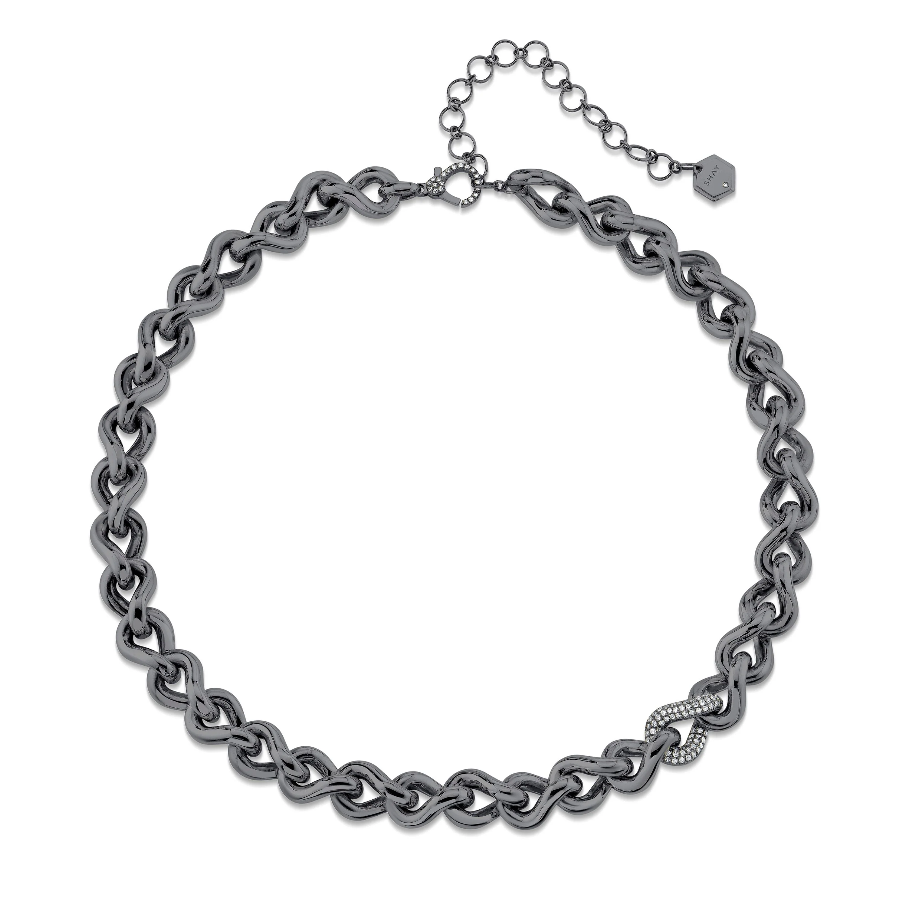 SINGLE DIAMOND PAVE INFINITY LINK NECKLACE - Image 5