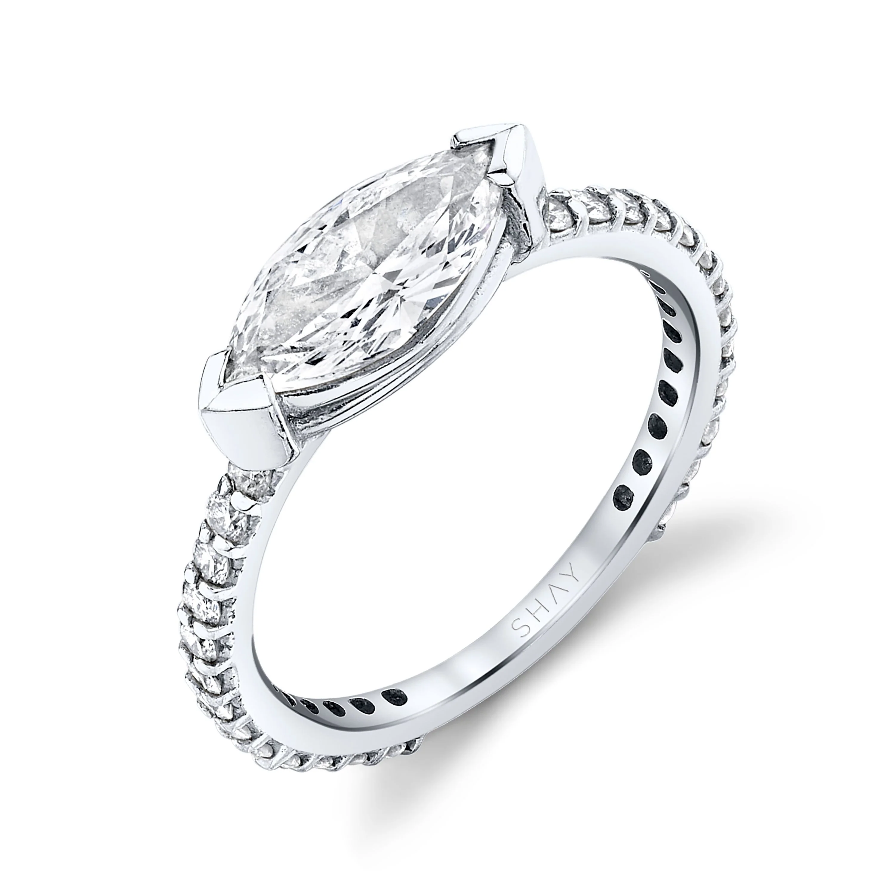 DIAMOND SOLITAIRE MARQUISE PINKY RING - Image 3