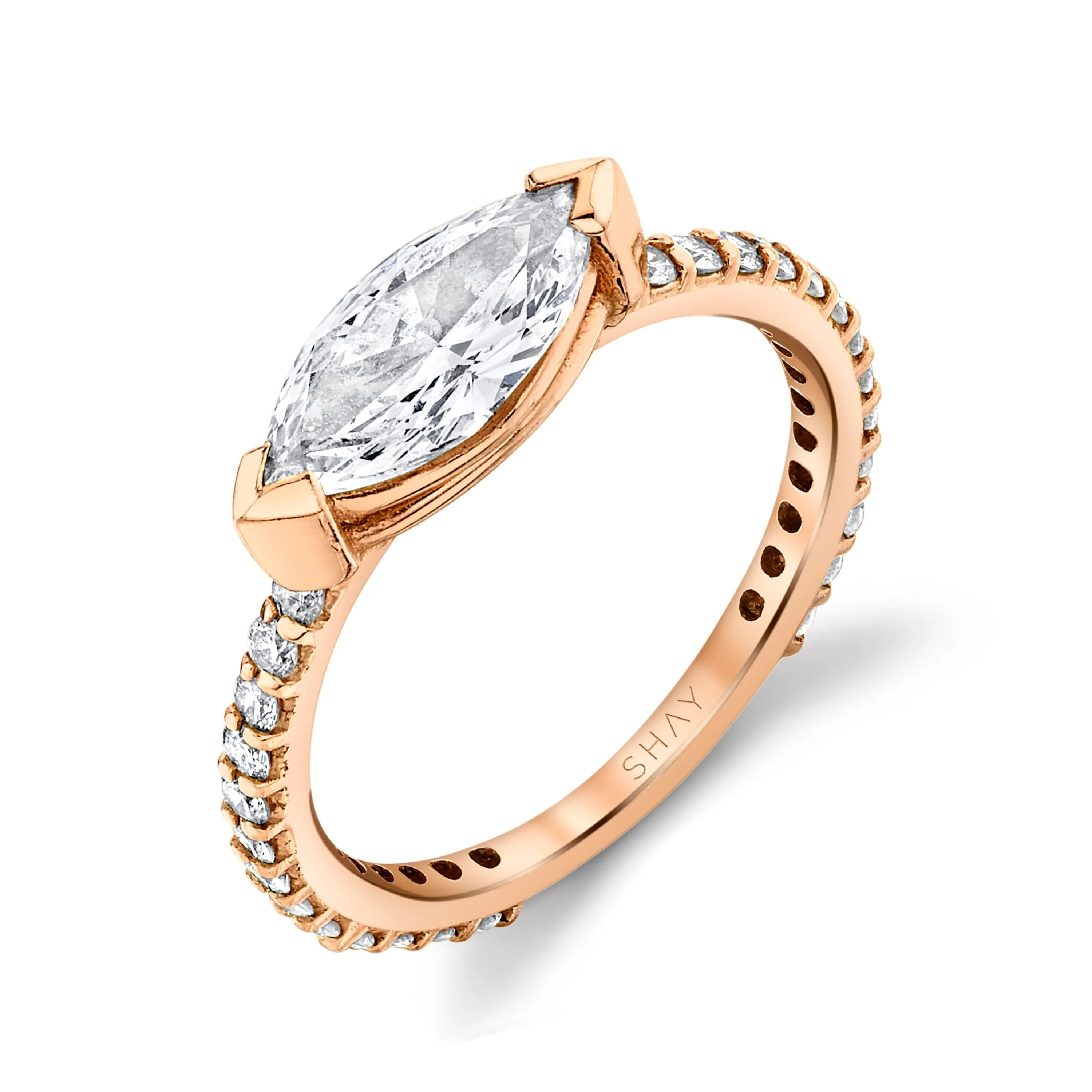 DIAMOND SOLITAIRE MARQUISE PINKY RING - Image 4
