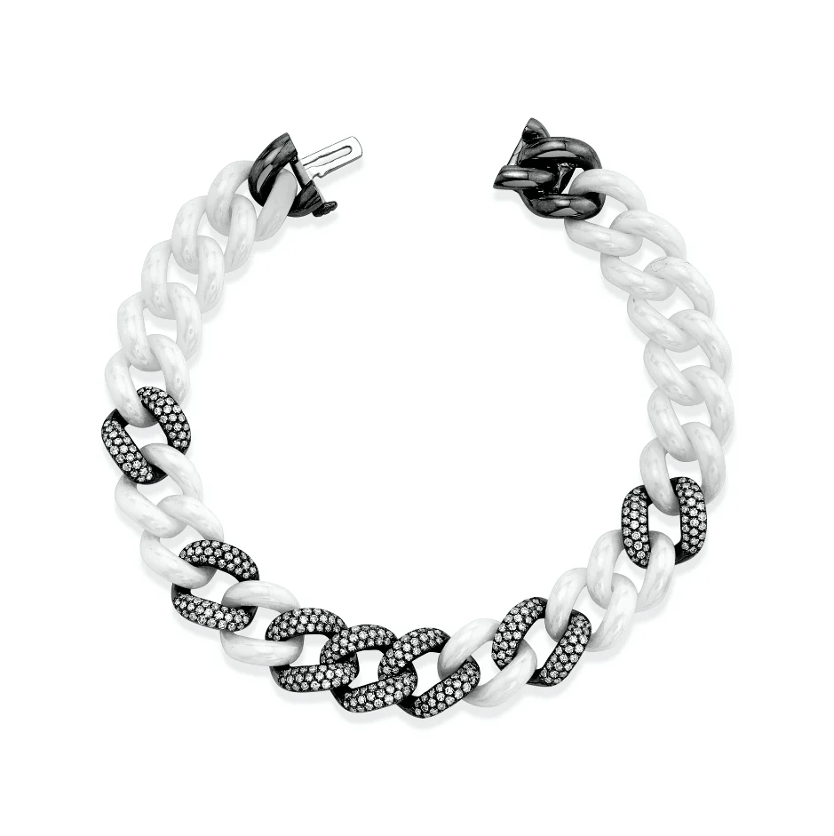WHITE CERAMIC PAVE ESSENTIAL LINK BRACELET - Image 3