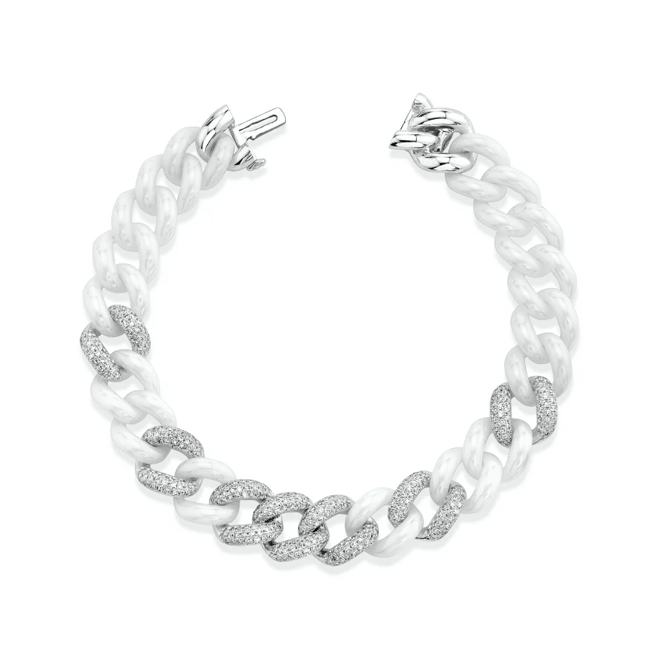 WHITE CERAMIC PAVE ESSENTIAL LINK BRACELET - Image 4